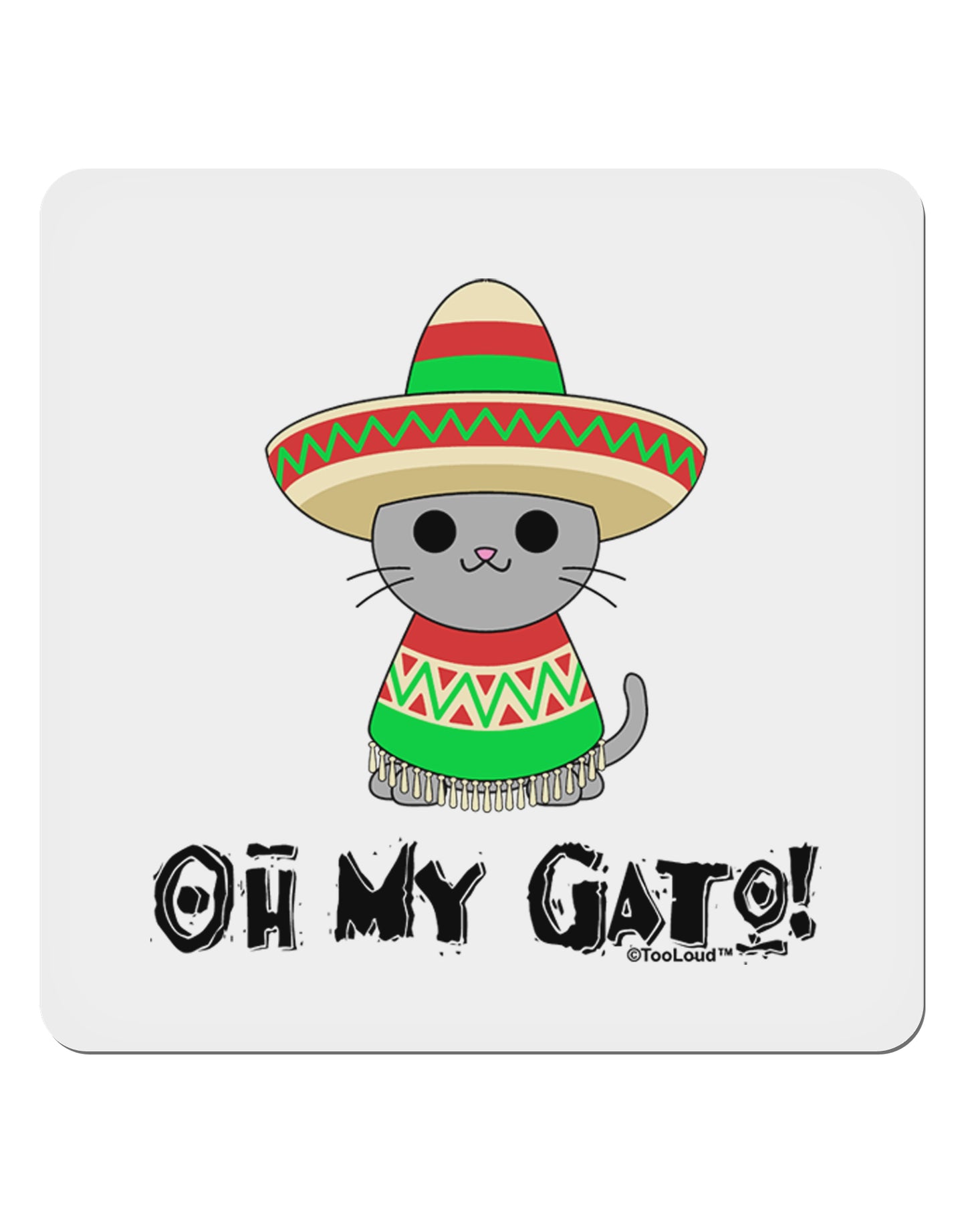 Oh My Gato - Cinco De Mayo 4x4" Square Sticker 4 Pieces-Stickers-TooLoud-White-Davson Sales