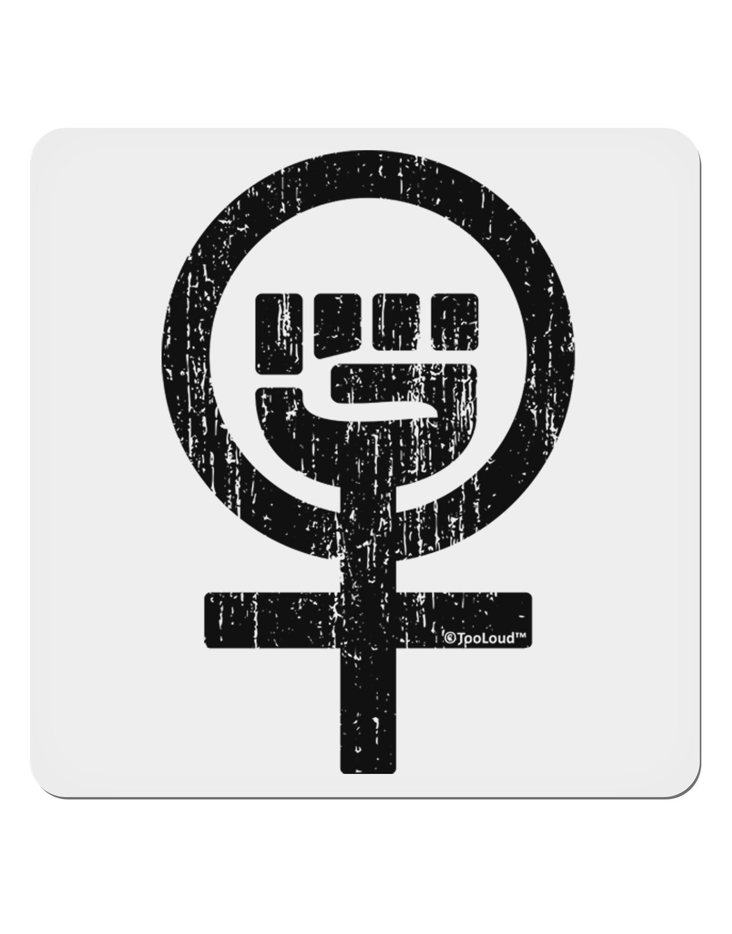 Distressed Feminism Symbol 4x4" Square Sticker 4 Pieces-Stickers-TooLoud-White-Davson Sales