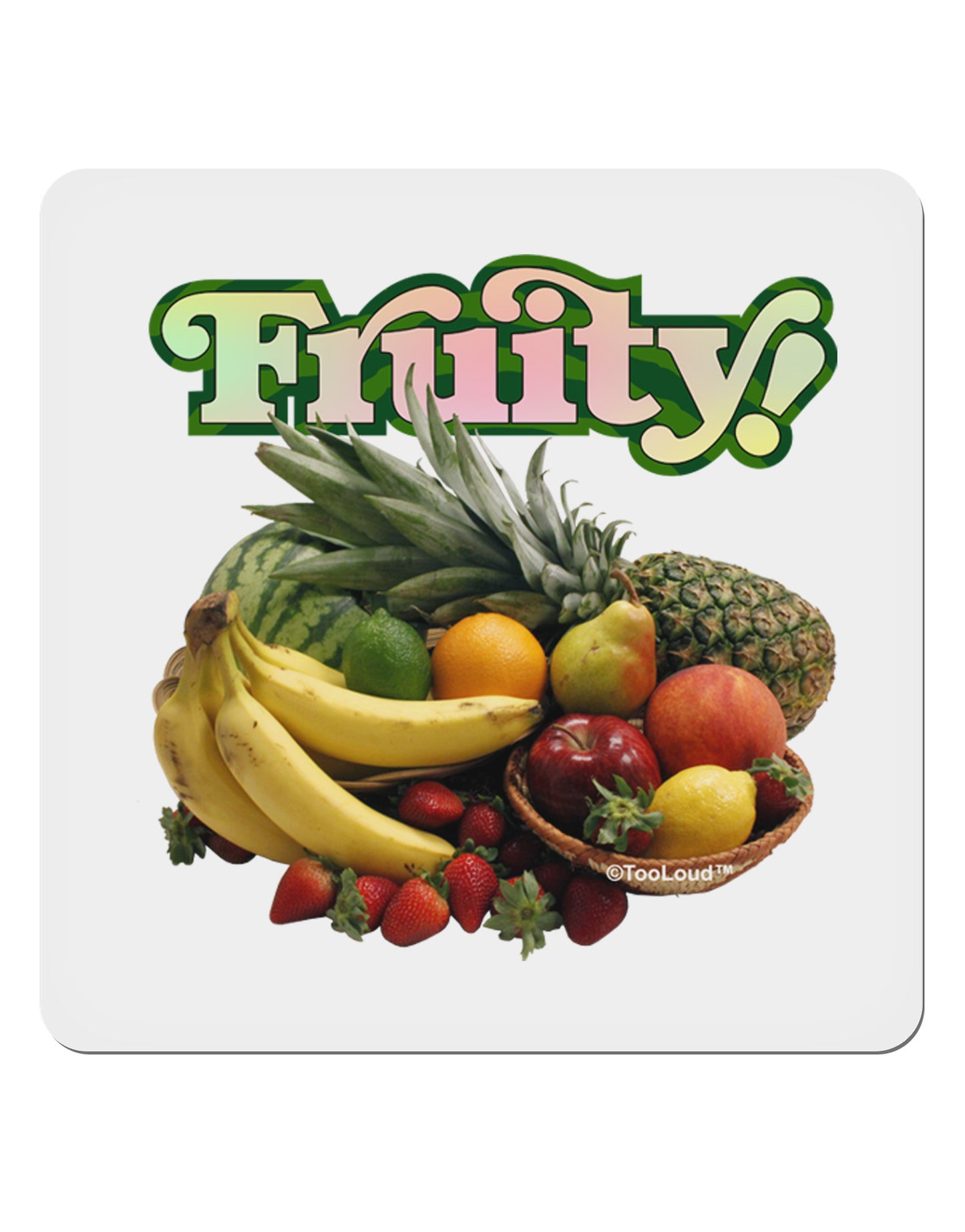 Fruity Fruit Basket 4x4" Square Sticker 4 Pieces-Stickers-TooLoud-White-Davson Sales
