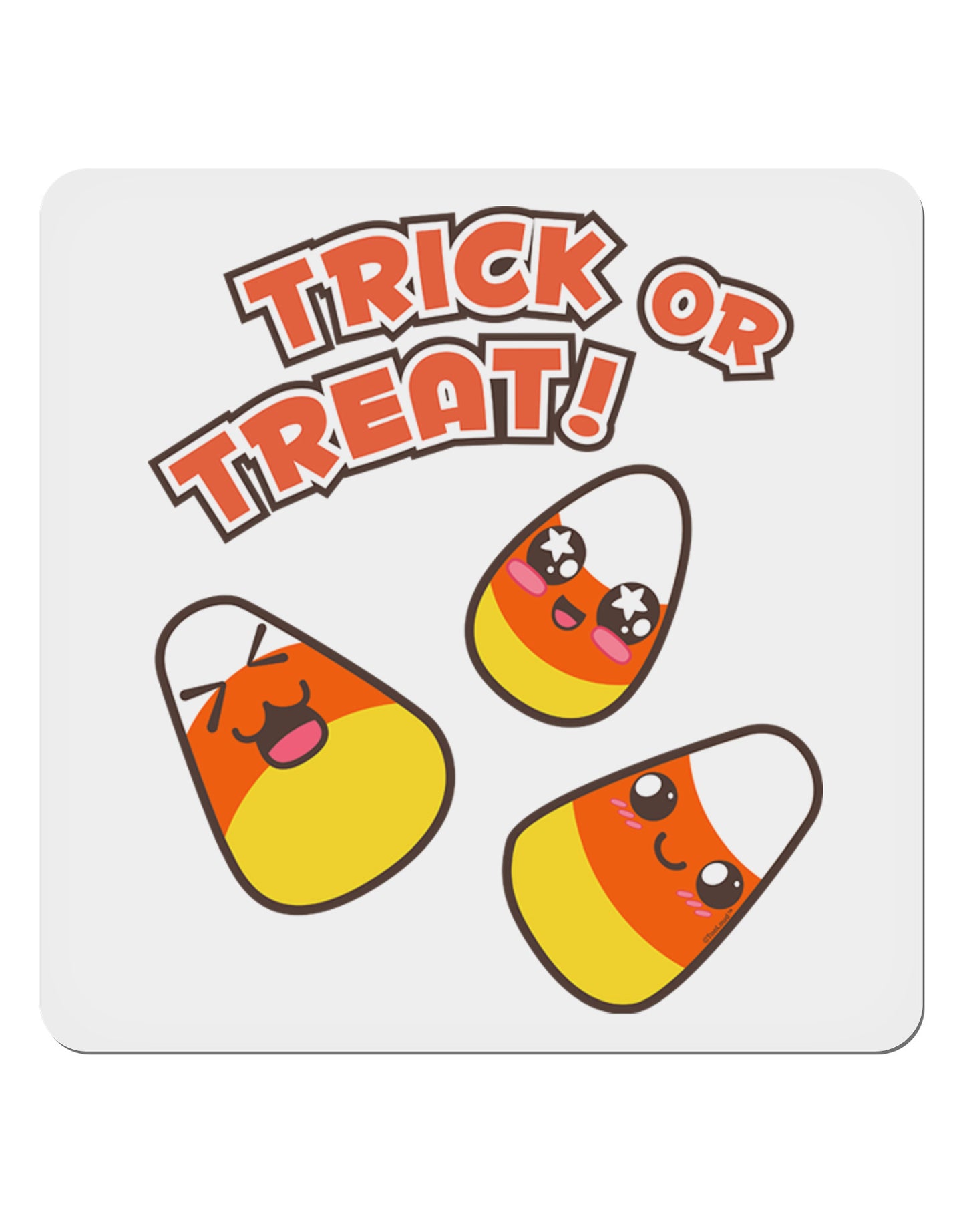 Trick or Treat Cute Candy Corn Halloween 4x4" Square Sticker 4 Pieces-Stickers-TooLoud-White-Davson Sales