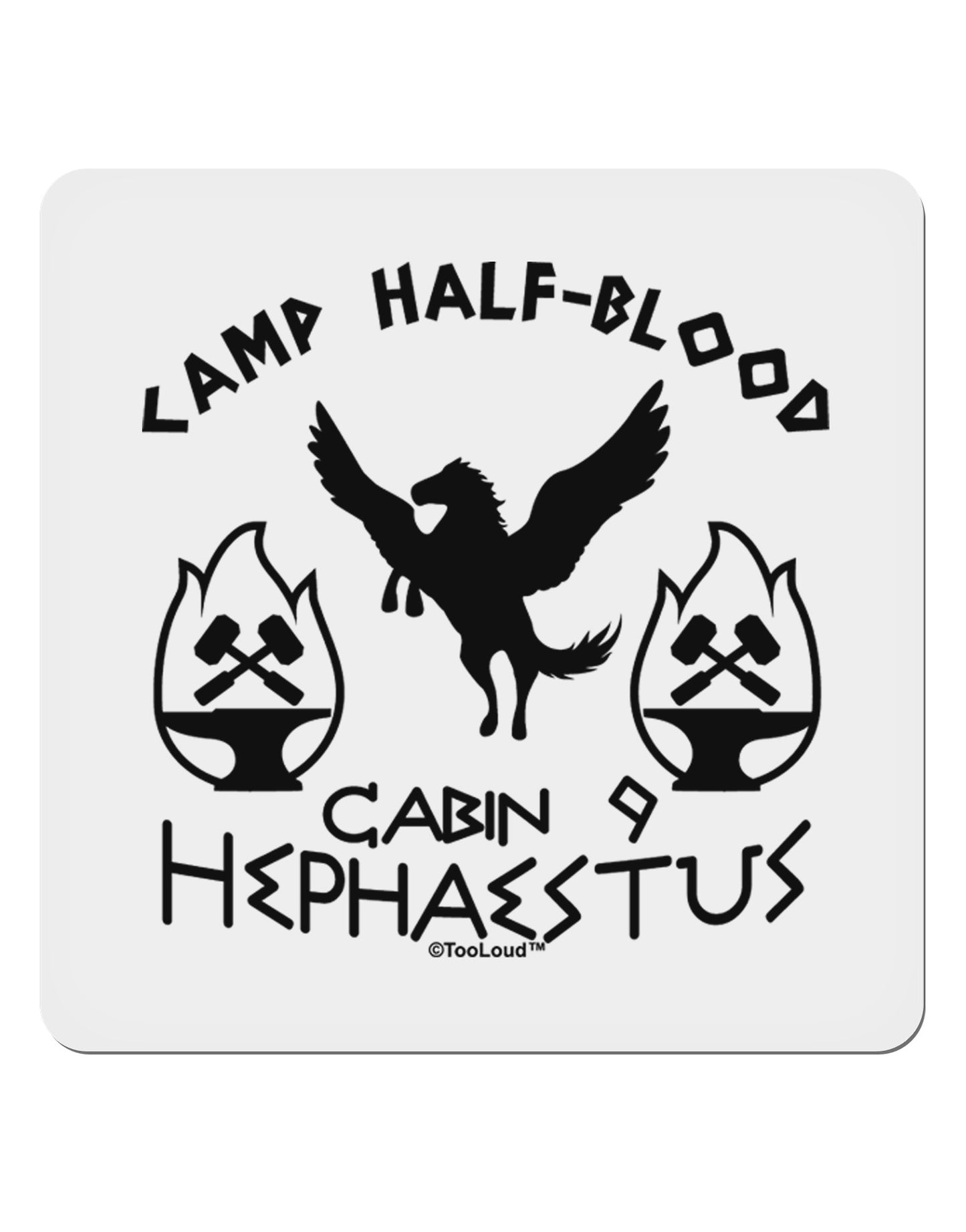 Cabin 9 Hephaestus Half Blood 4x4" Square Sticker 4 Pieces-Stickers-TooLoud-White-Davson Sales