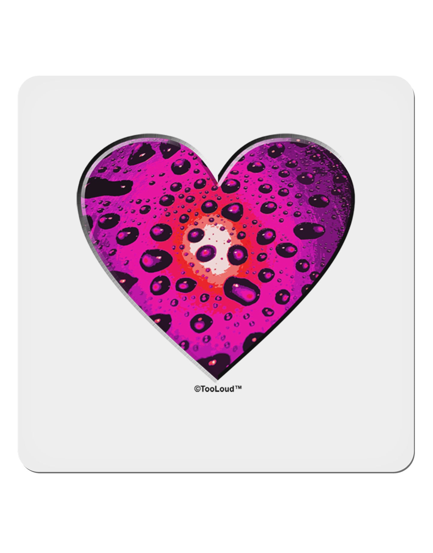 Water Droplet Heart Magenta 4x4" Square Sticker 4 Pieces-Stickers-TooLoud-White-Davson Sales