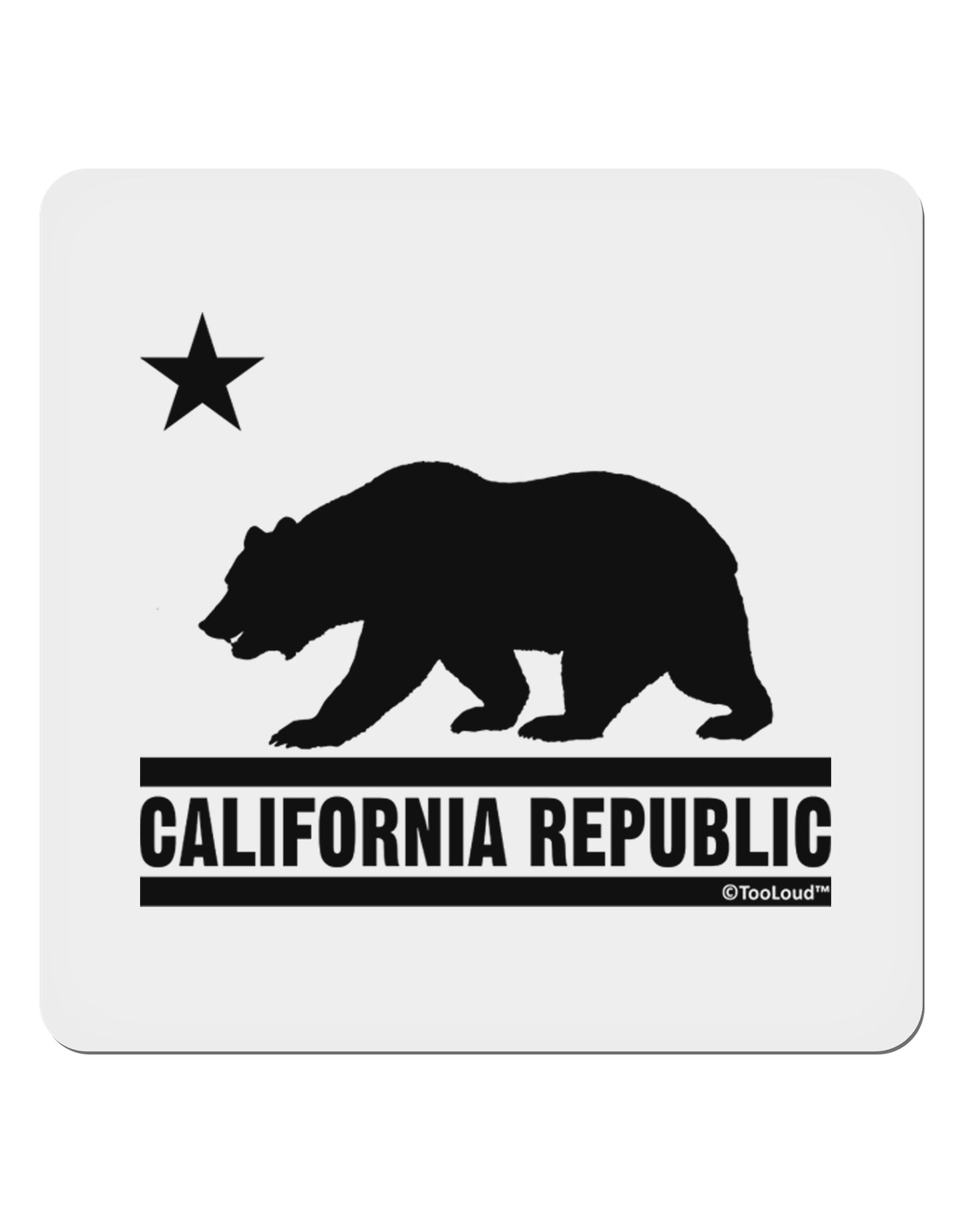 California Republic Design - Cali Bear 4x4" Square Sticker 4 Pieces-Stickers-TooLoud-White-Davson Sales