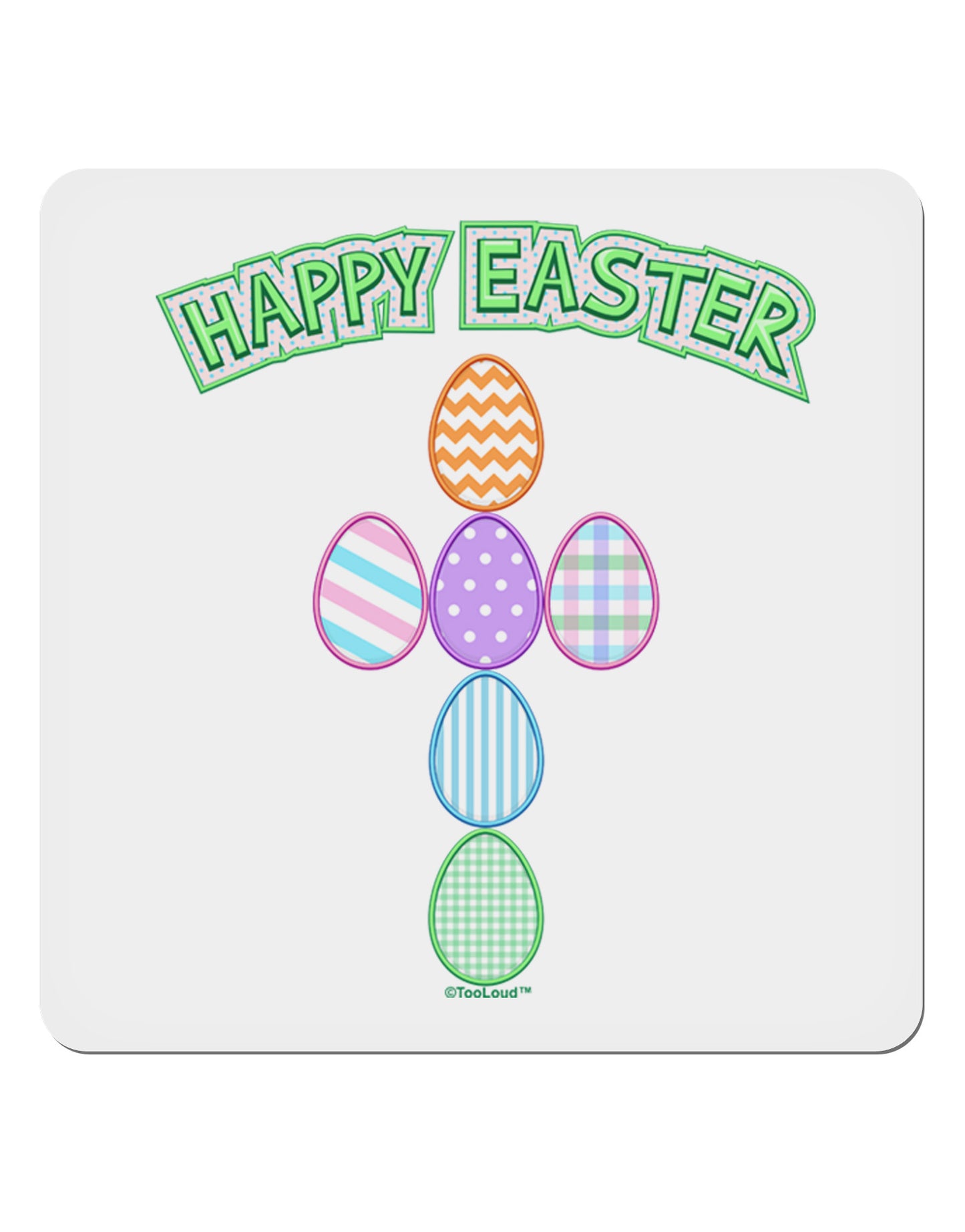 Happy Easter Egg Cross Faux Applique 4x4" Square Sticker-Stickers-TooLoud-1-Davson Sales