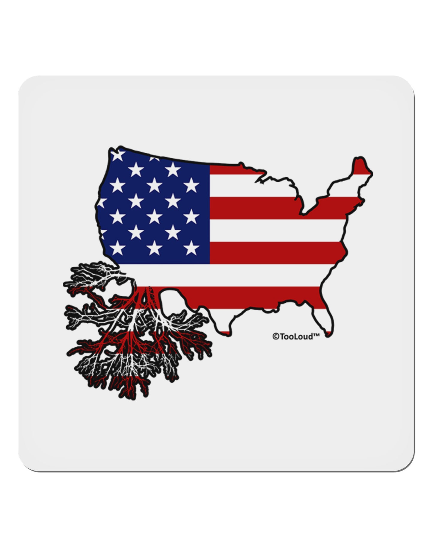 American Roots Design - American Flag 4x4" Square Sticker 4 Pieces-Stickers-TooLoud-White-Davson Sales