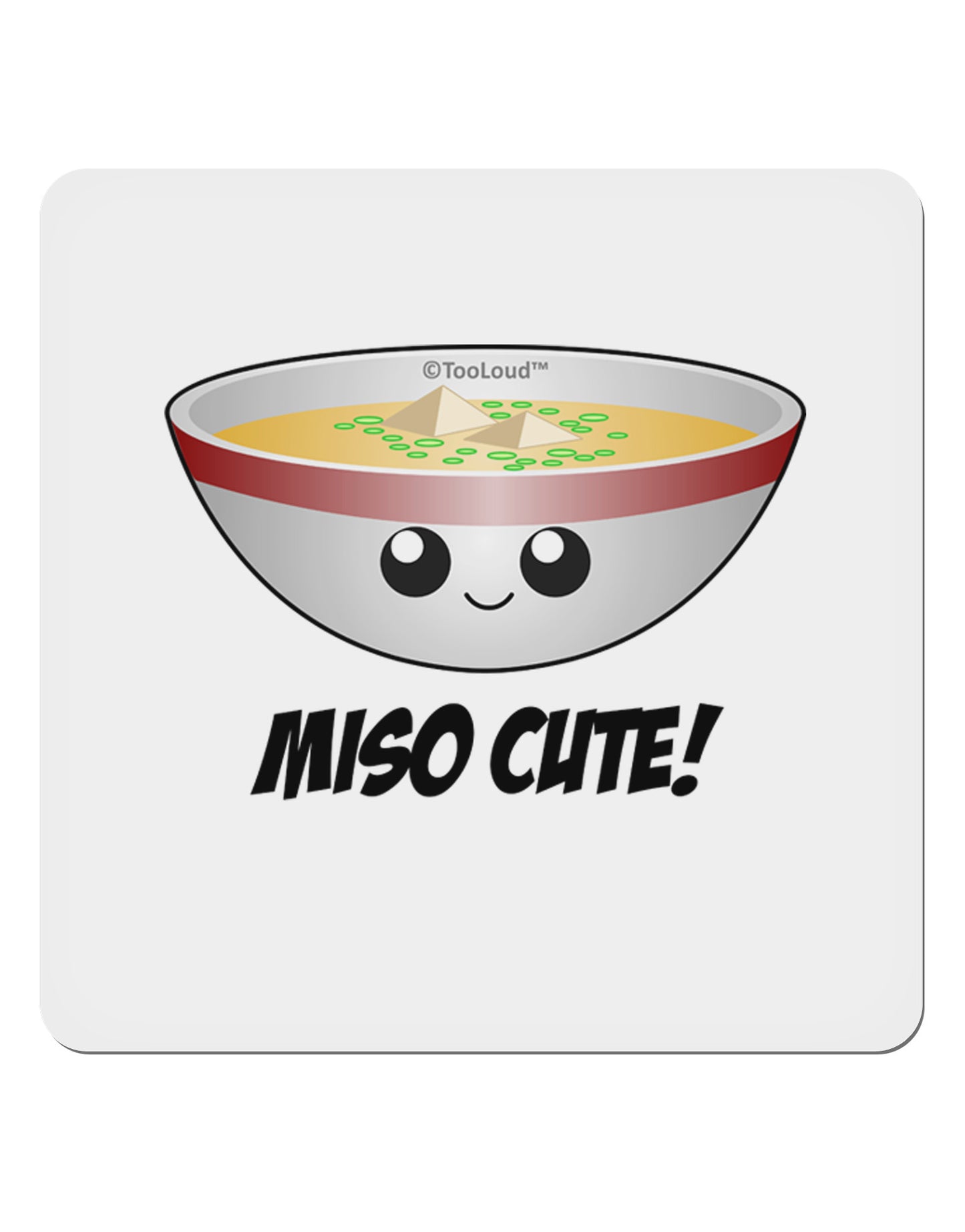 Miso Cute - Cute Miso Soup Bowl 4x4" Square Sticker 4 Pieces-Stickers-TooLoud-White-Davson Sales
