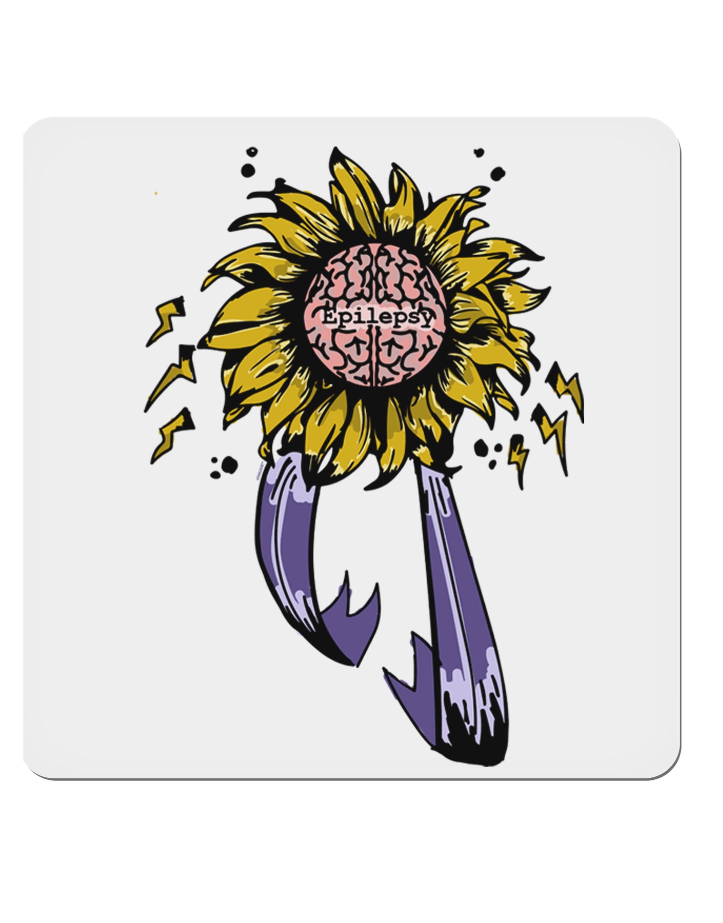 TooLoud Epilepsy Awareness 4x4 Inch Square Stickers - 4 Pieces-Stickers-TooLoud-Davson Sales