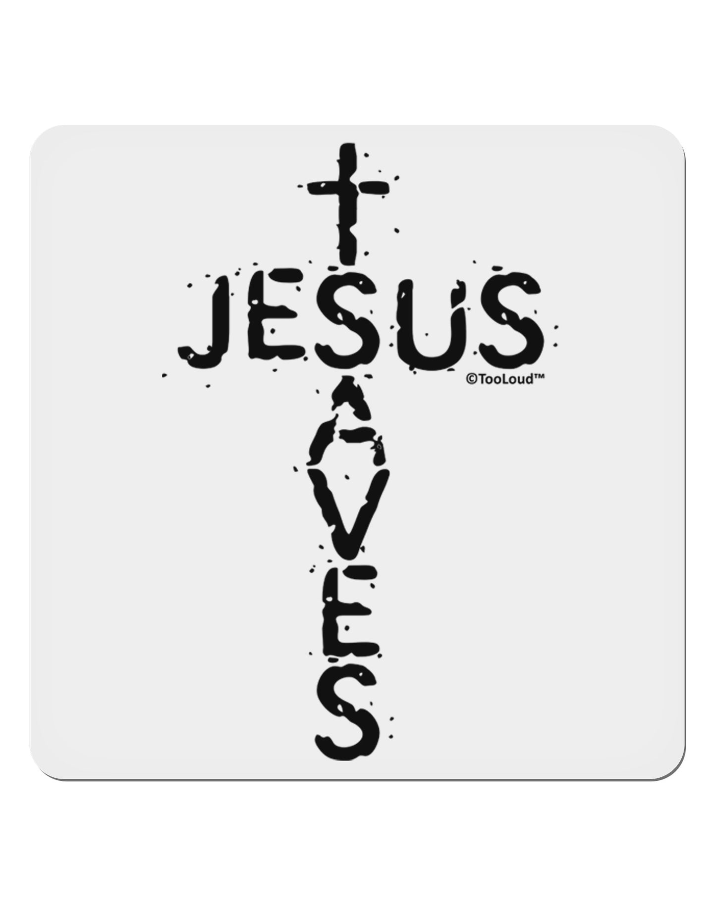 Jesus Saves - Cross Shape Design 4x4" Square Sticker 4 Pieces-Stickers-TooLoud-White-Davson Sales