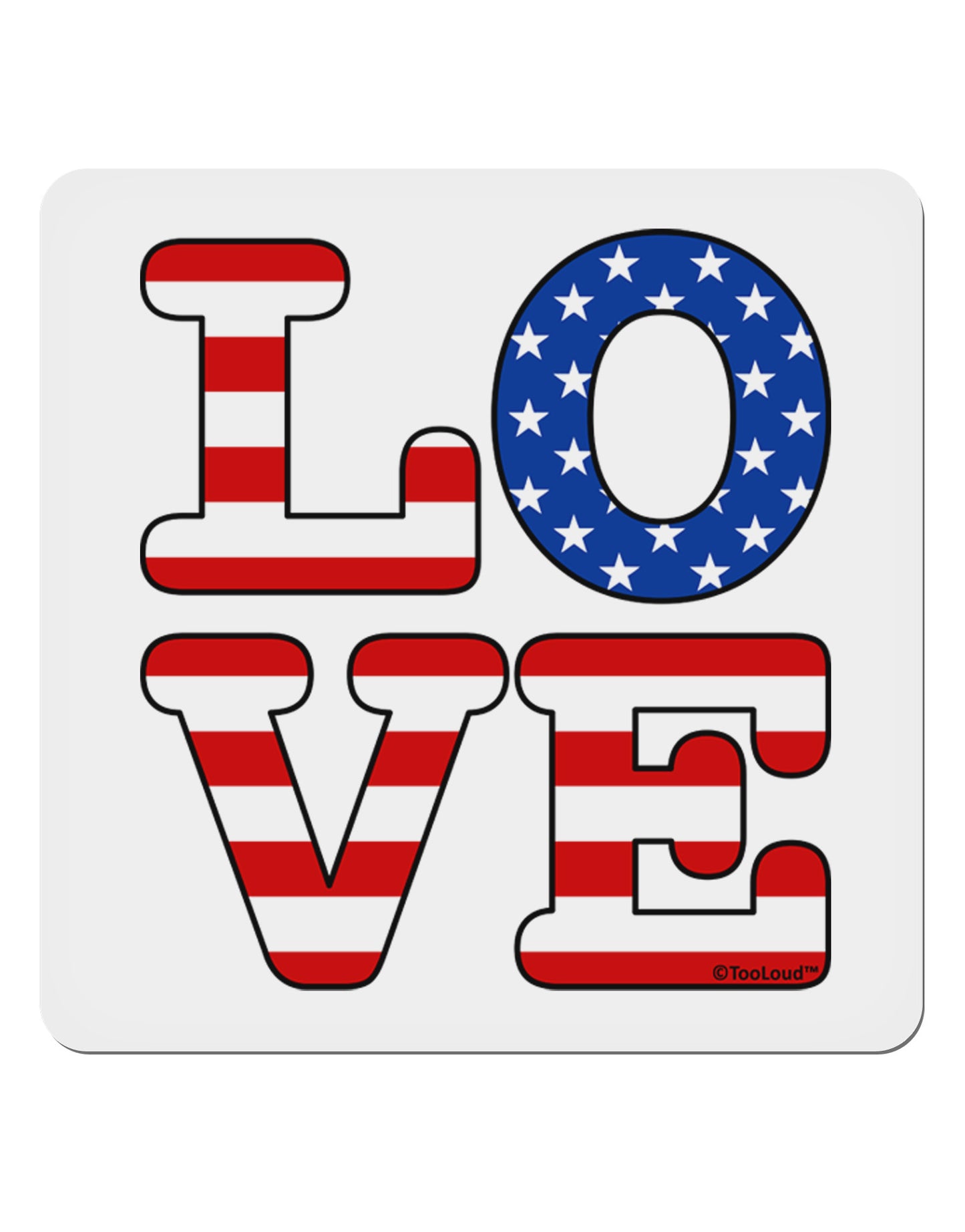 American Love Design 4x4" Square Sticker 4 Pieces-Stickers-TooLoud-White-Davson Sales
