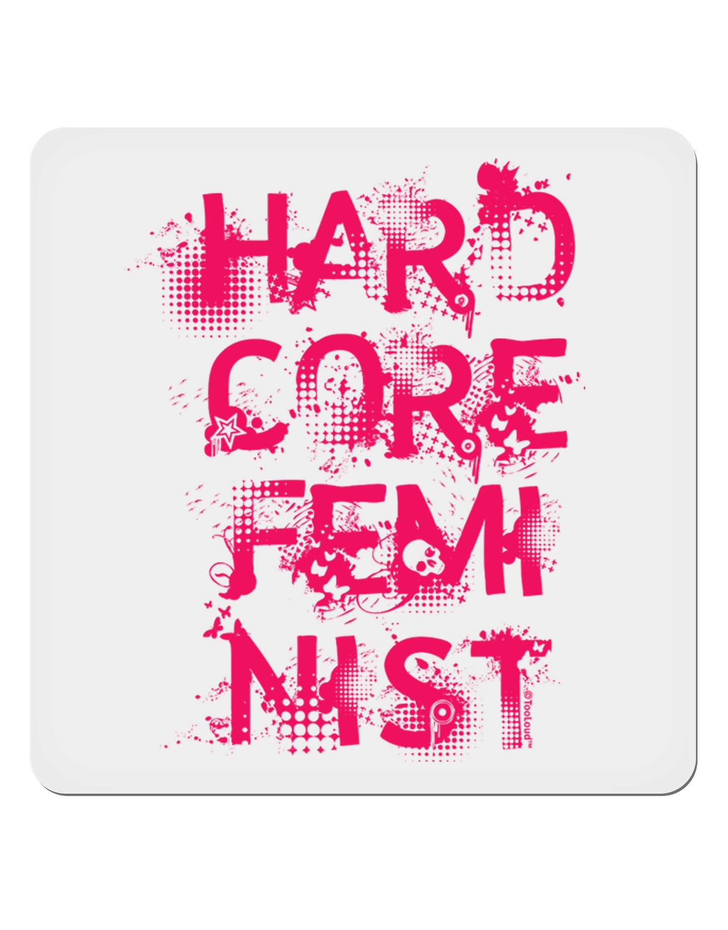 Hardcore Feminist - Pink 4x4" Square Sticker 4 Pieces-Stickers-TooLoud-White-Davson Sales