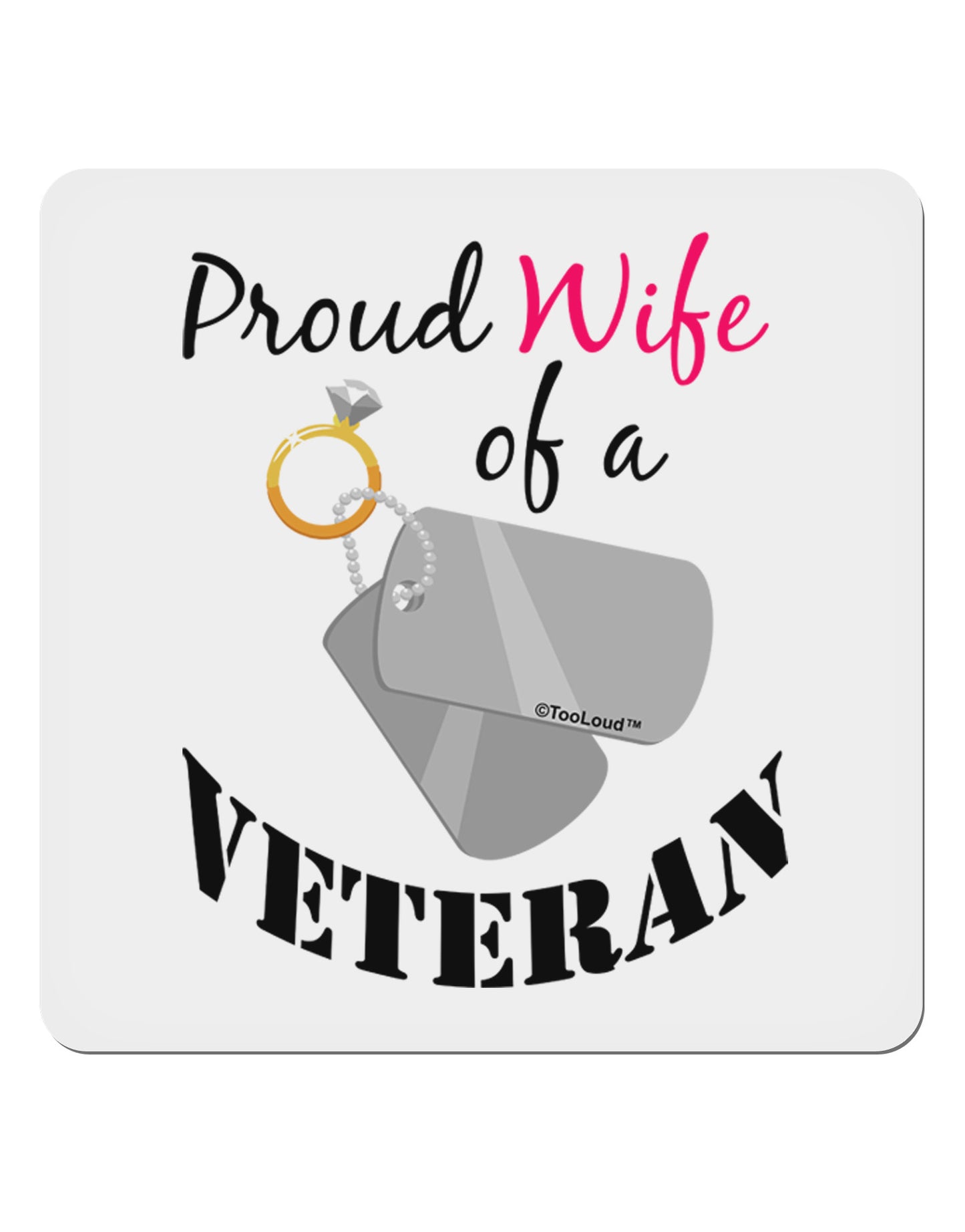 Wife of Veteran 4x4" Square Sticker 4 Pieces-Stickers-TooLoud-White-Davson Sales