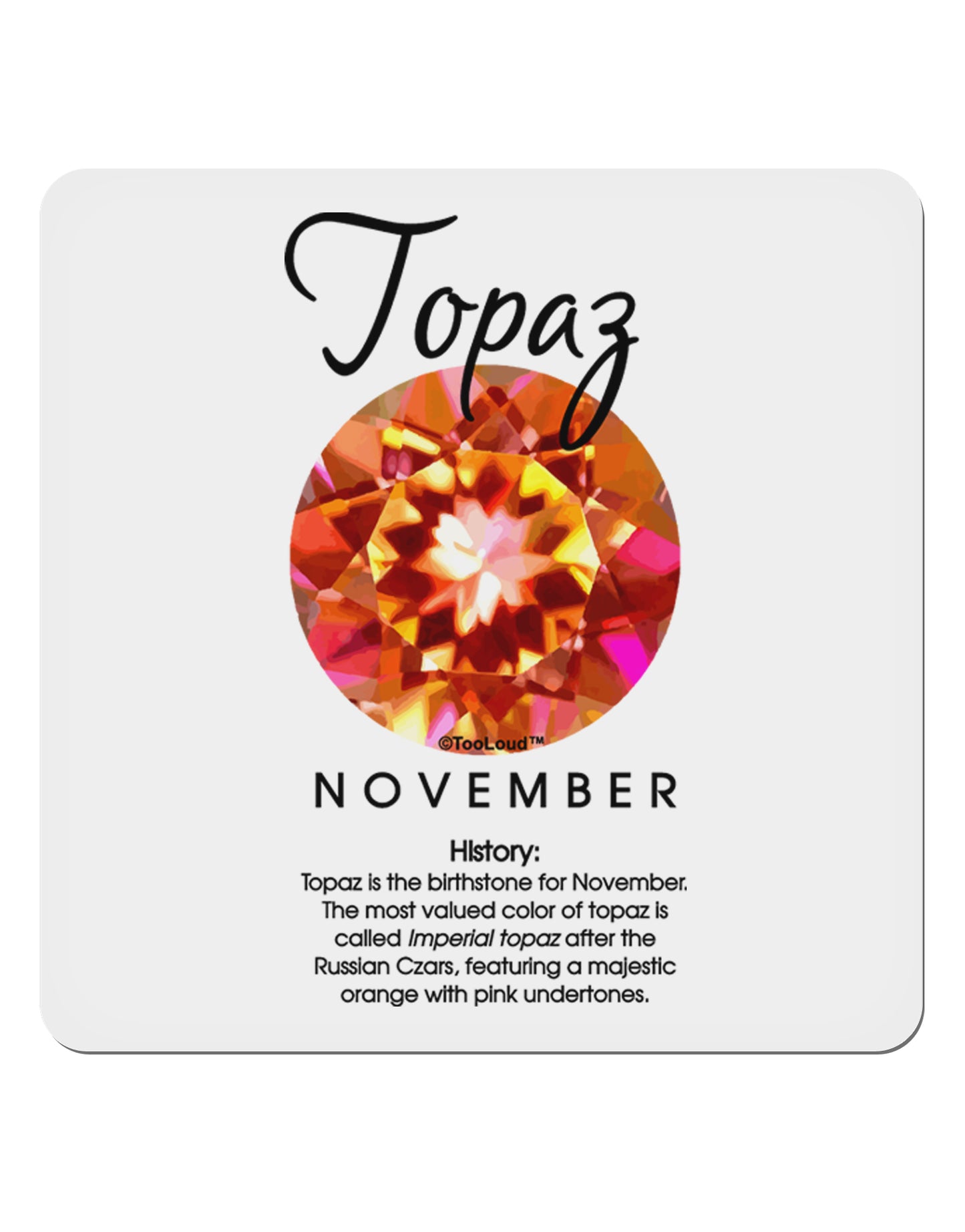 Birthstone Topaz 4x4" Square Sticker-Stickers-TooLoud-1-Davson Sales