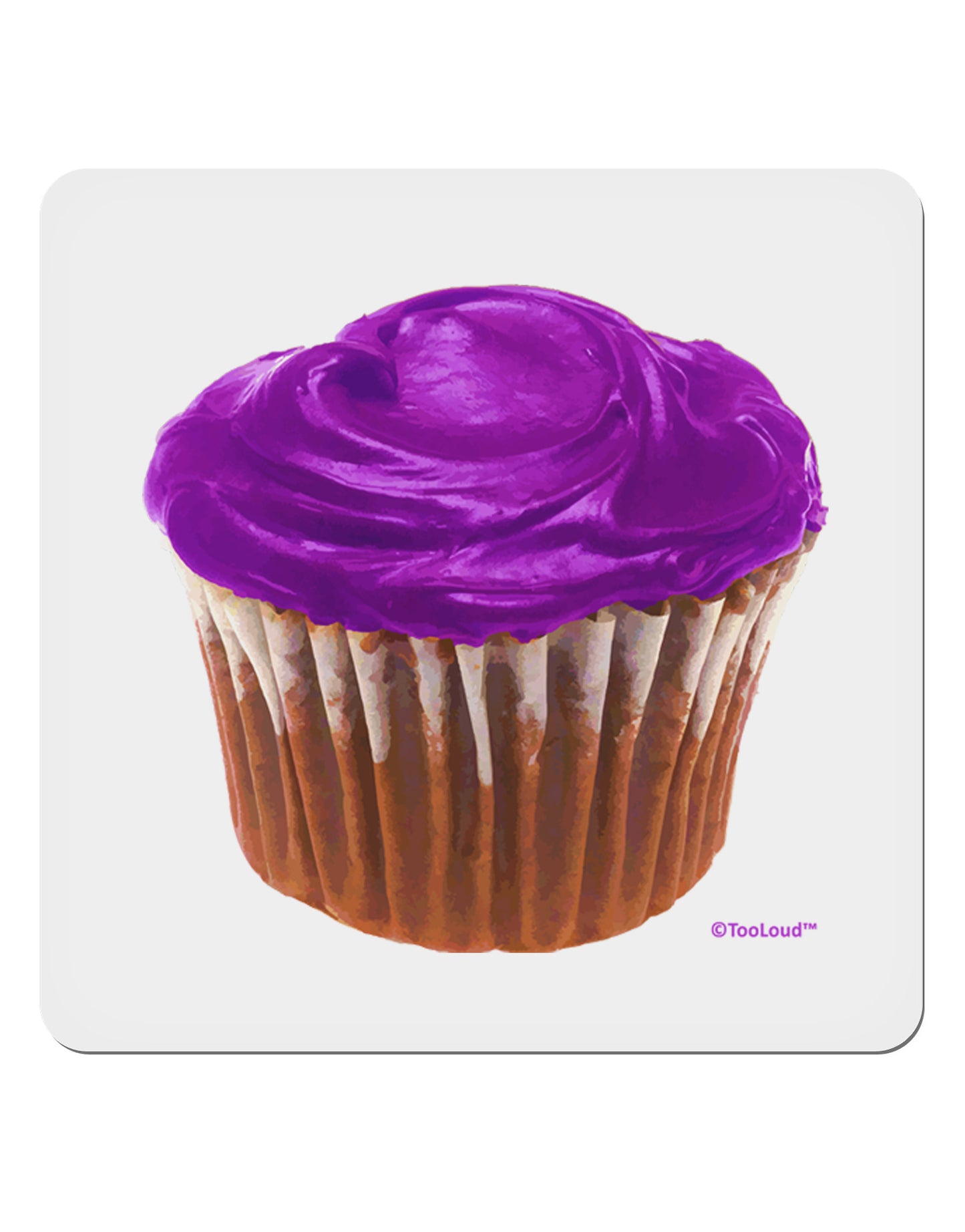 Giant Bright Purple Cupcake 4x4" Square Sticker 4 Pieces-Stickers-TooLoud-White-Davson Sales