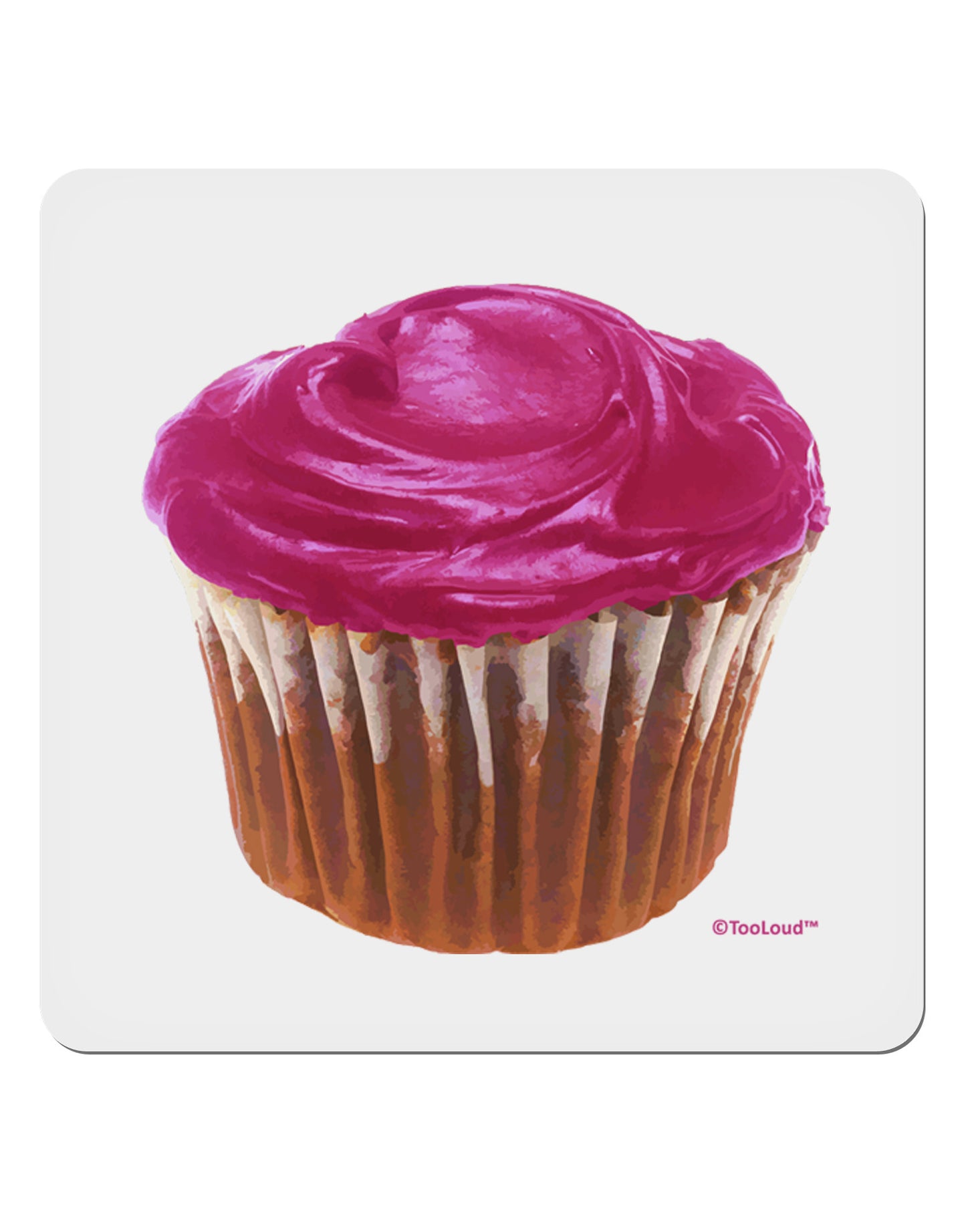 Giant Bright Pink Cupcake 4x4" Square Sticker 4 Pieces-Stickers-TooLoud-White-Davson Sales