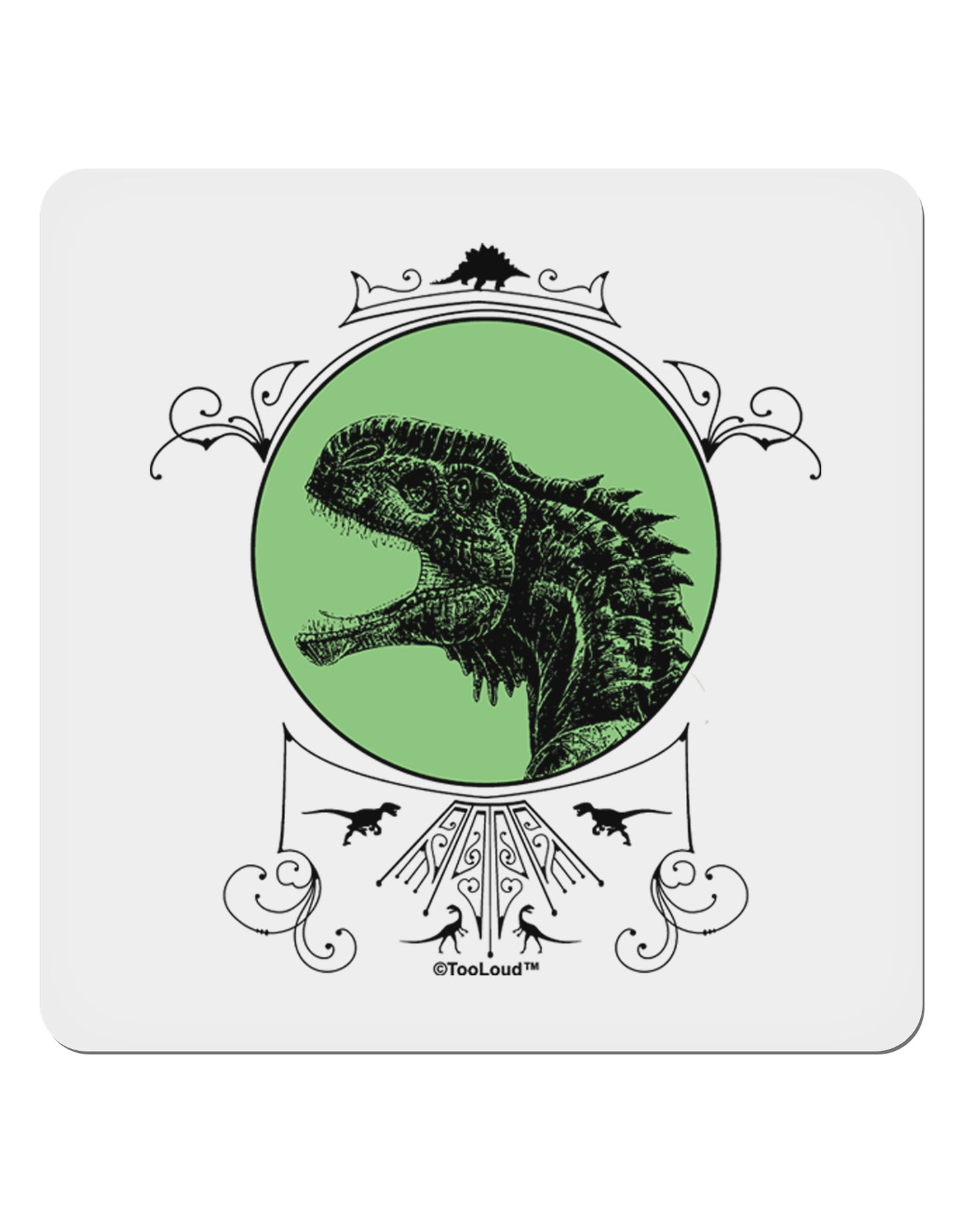 Jurassic Dinosaur Face 4x4" Square Sticker 4 Pieces-Stickers-TooLoud-White-Davson Sales