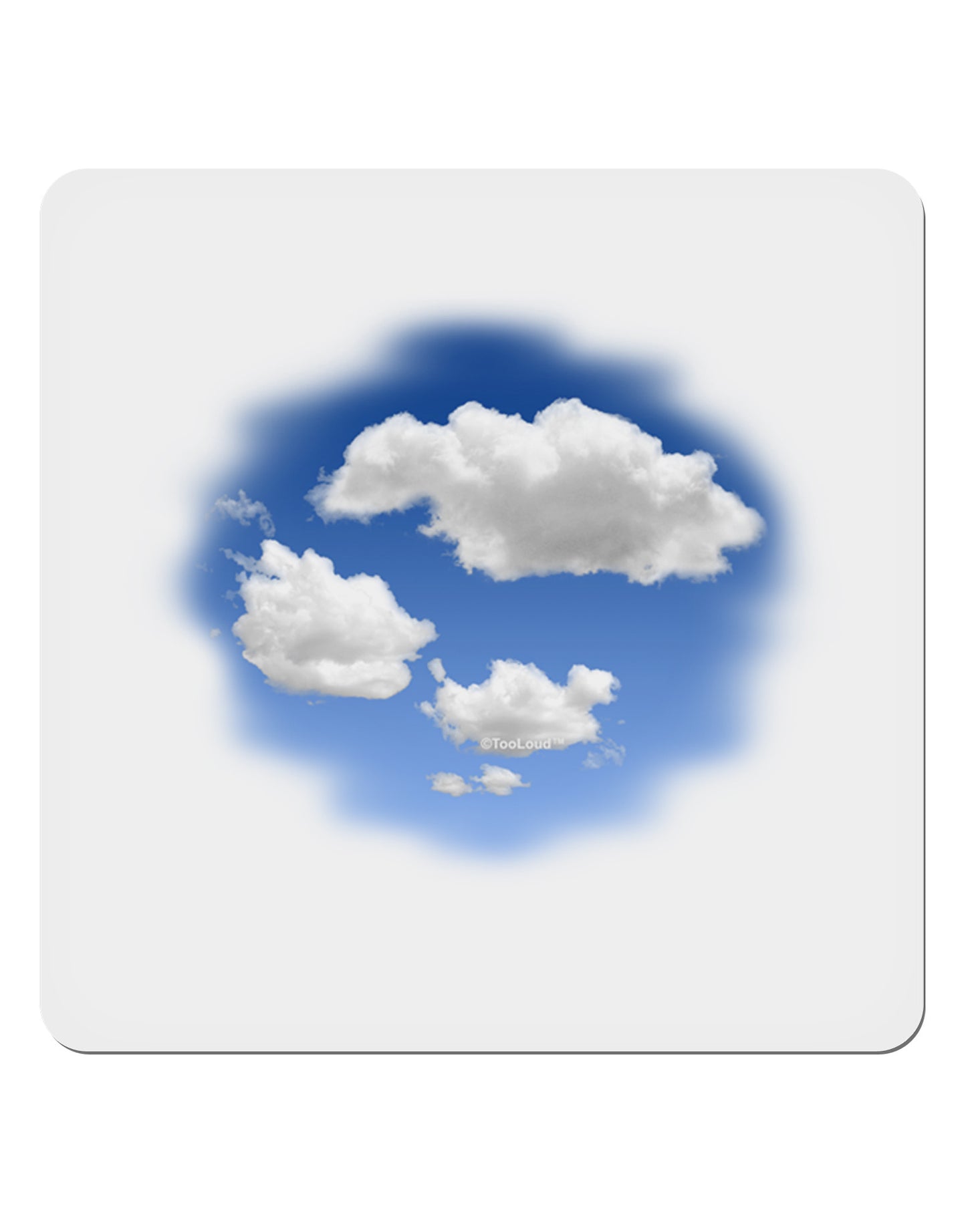 Blue Sky Puffy Clouds 4x4" Square Sticker 4 Pieces-Stickers-TooLoud-White-Davson Sales