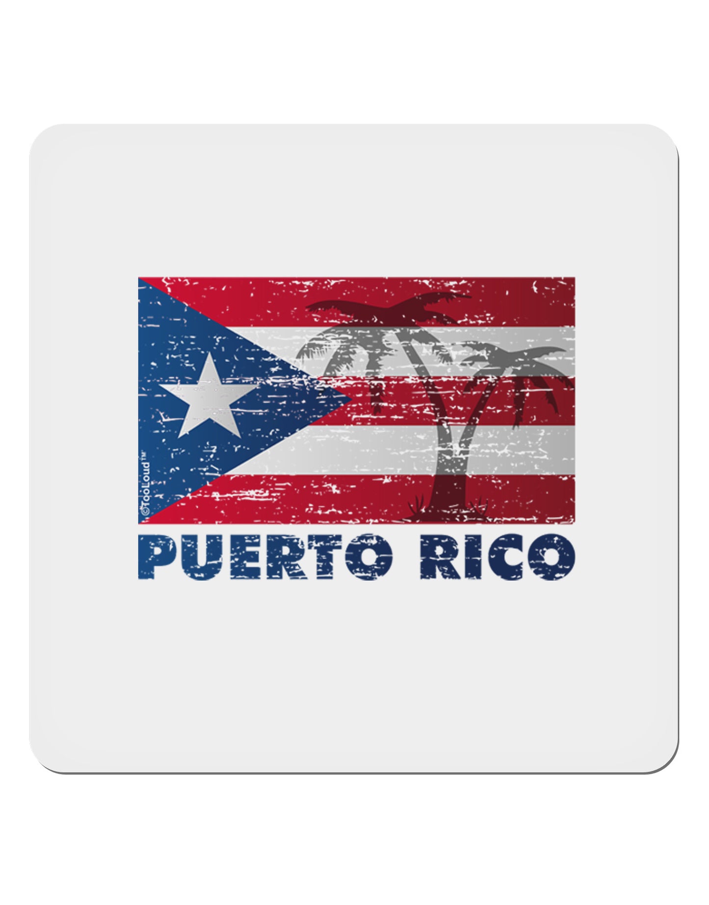 Distressed Puerto Rico Flag 4x4" Square Sticker-Stickers-TooLoud-1-Davson Sales