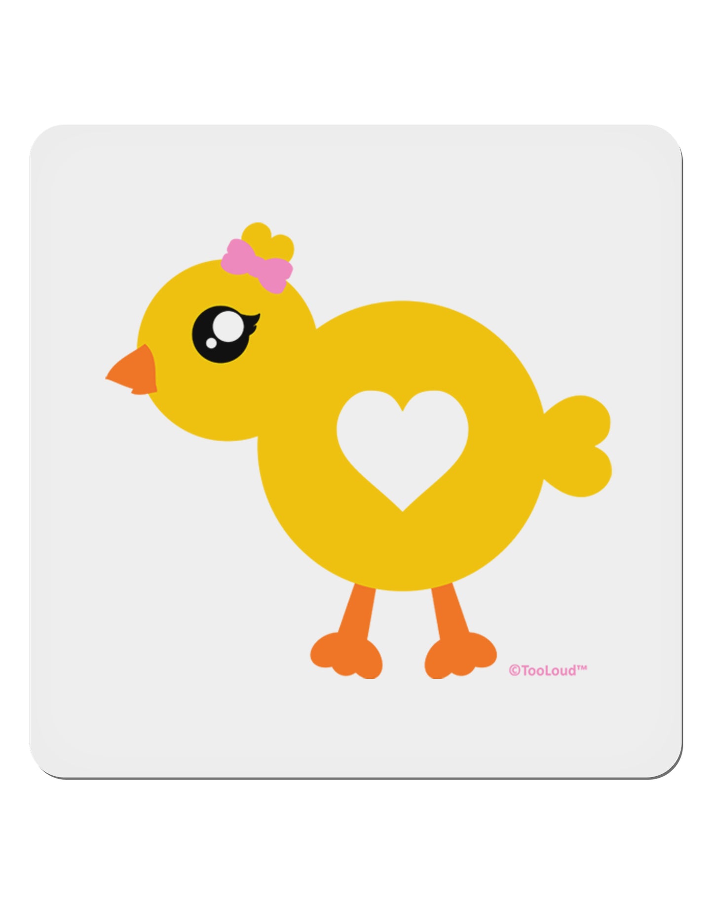 Cute Chick with Bow 4x4" Square Sticker 4 Pieces-Stickers-TooLoud-White-Davson Sales