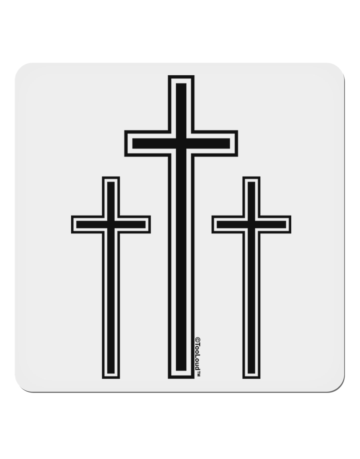 Three Cross Design - Easter 4x4" Square Sticker 4 Pieces-Stickers-TooLoud-White-Davson Sales
