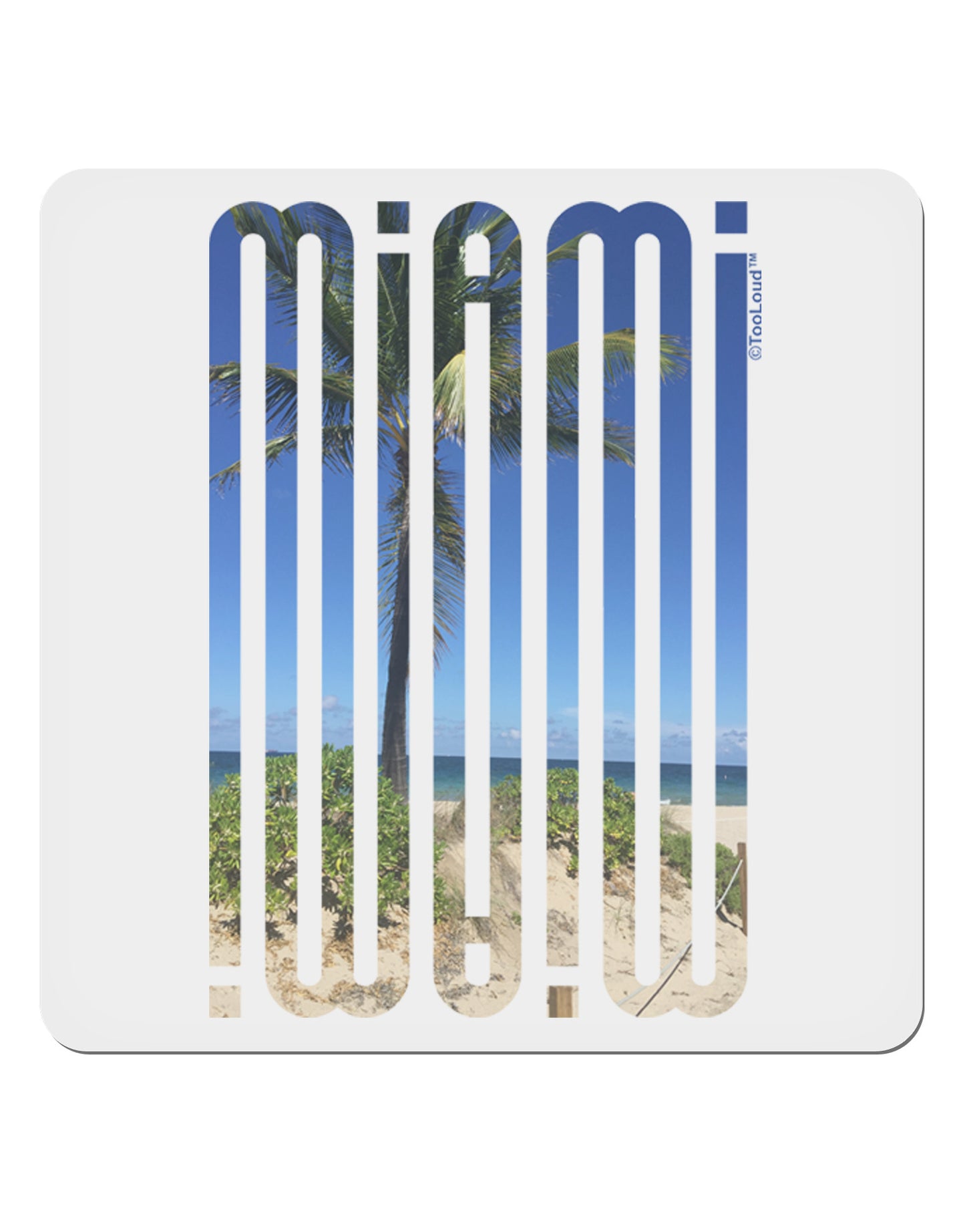 Miami Beach View Mirage 4x4" Square Sticker-Stickers-TooLoud-1-Davson Sales