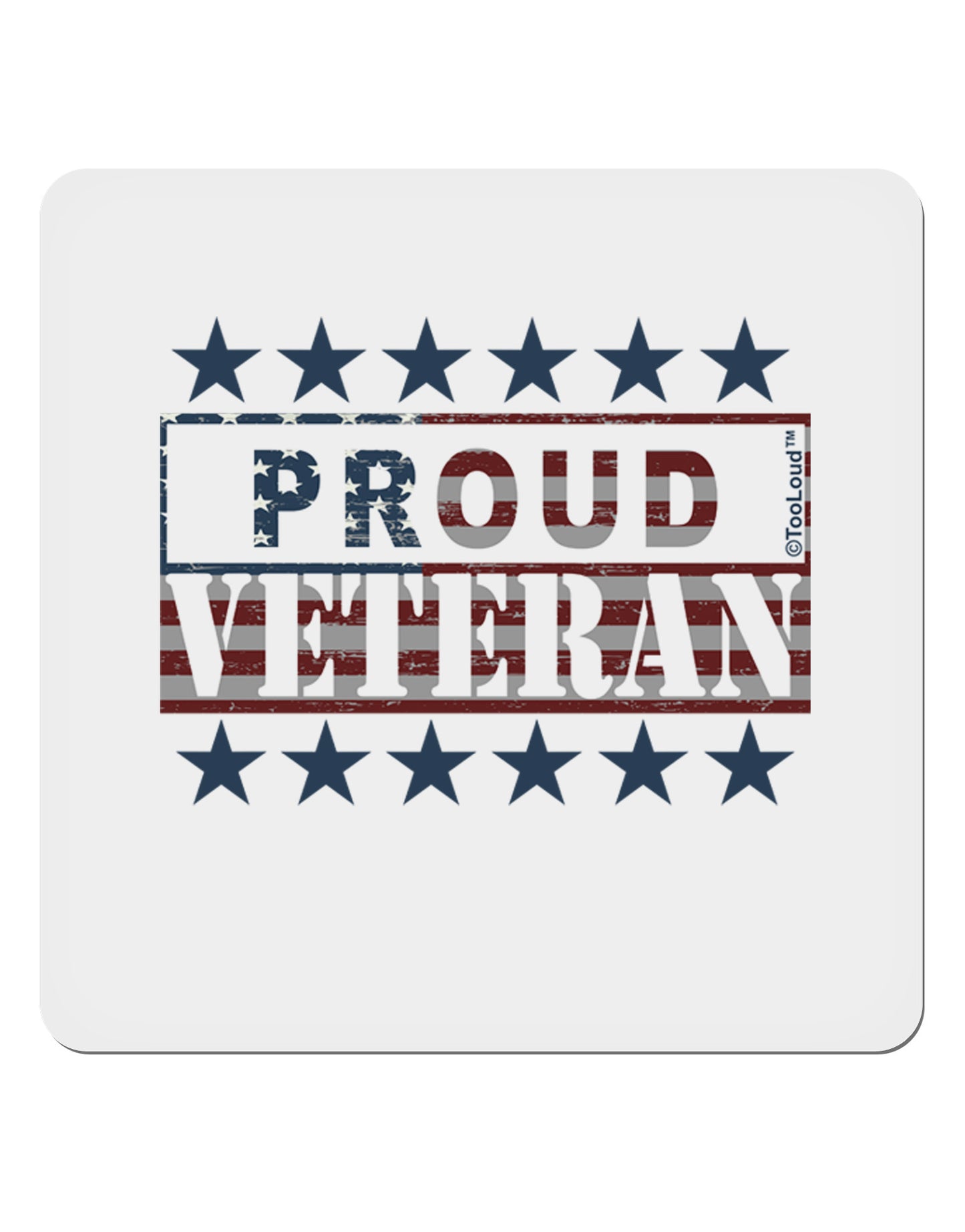 Proud Veteran Flag 4x4" Square Sticker 4 Pieces-Stickers-TooLoud-White-Davson Sales