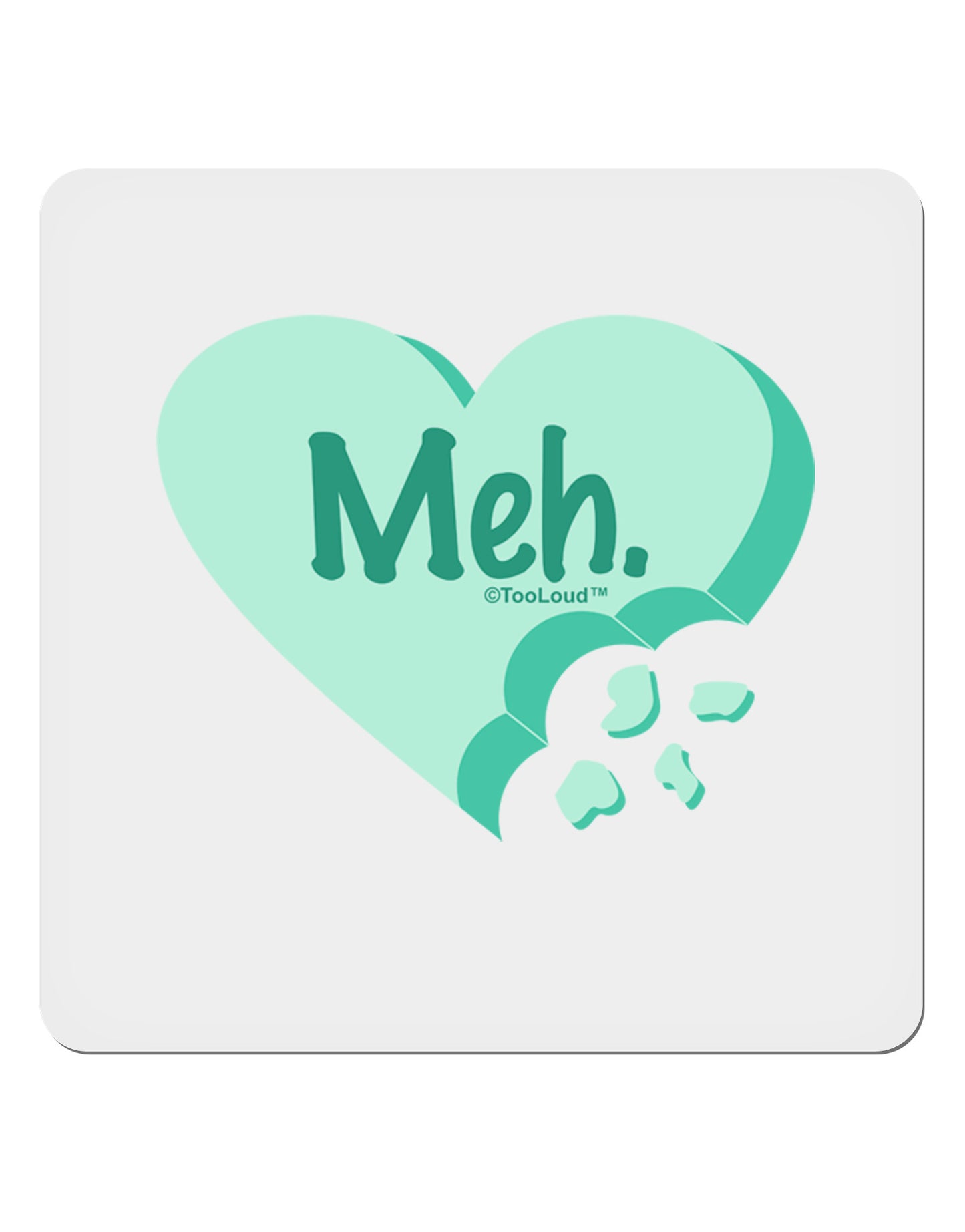 Meh Candy Heart Green - Valentines Day 4x4" Square Sticker 4 Pieces-Stickers-TooLoud-White-Davson Sales