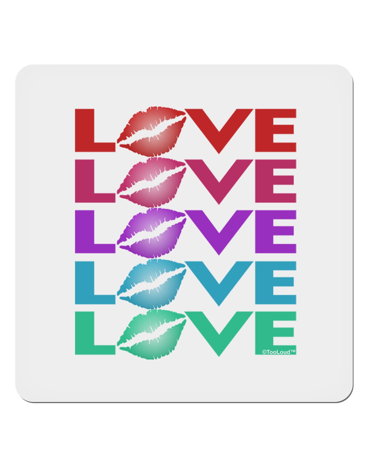 Colorful Love Kisses 4x4" Square Sticker-Stickers-TooLoud-1-Davson Sales