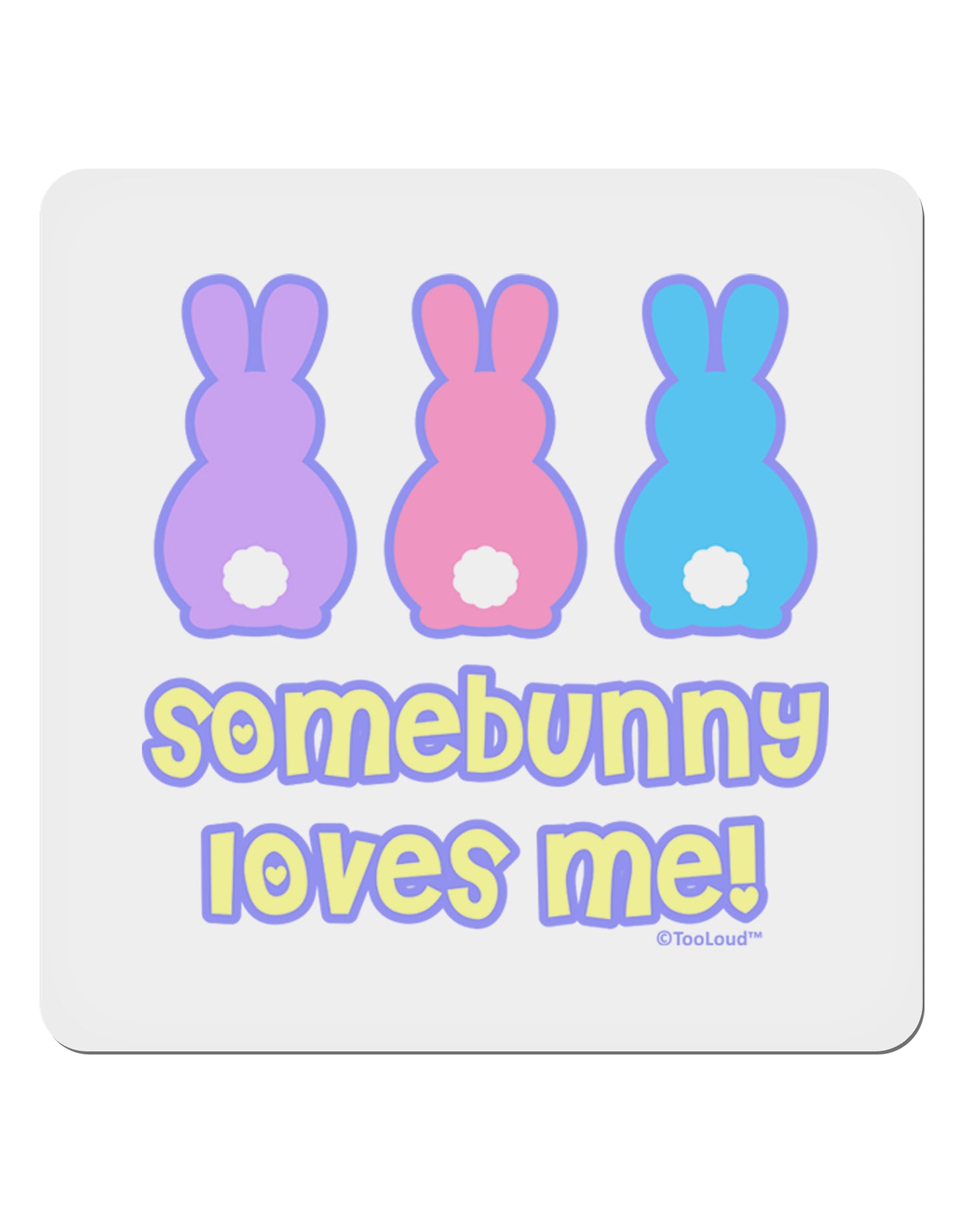 Three Easter Bunnies - Somebunny Loves Me 4x4" Square Sticker 4 Pieces-Stickers-TooLoud-White-Davson Sales