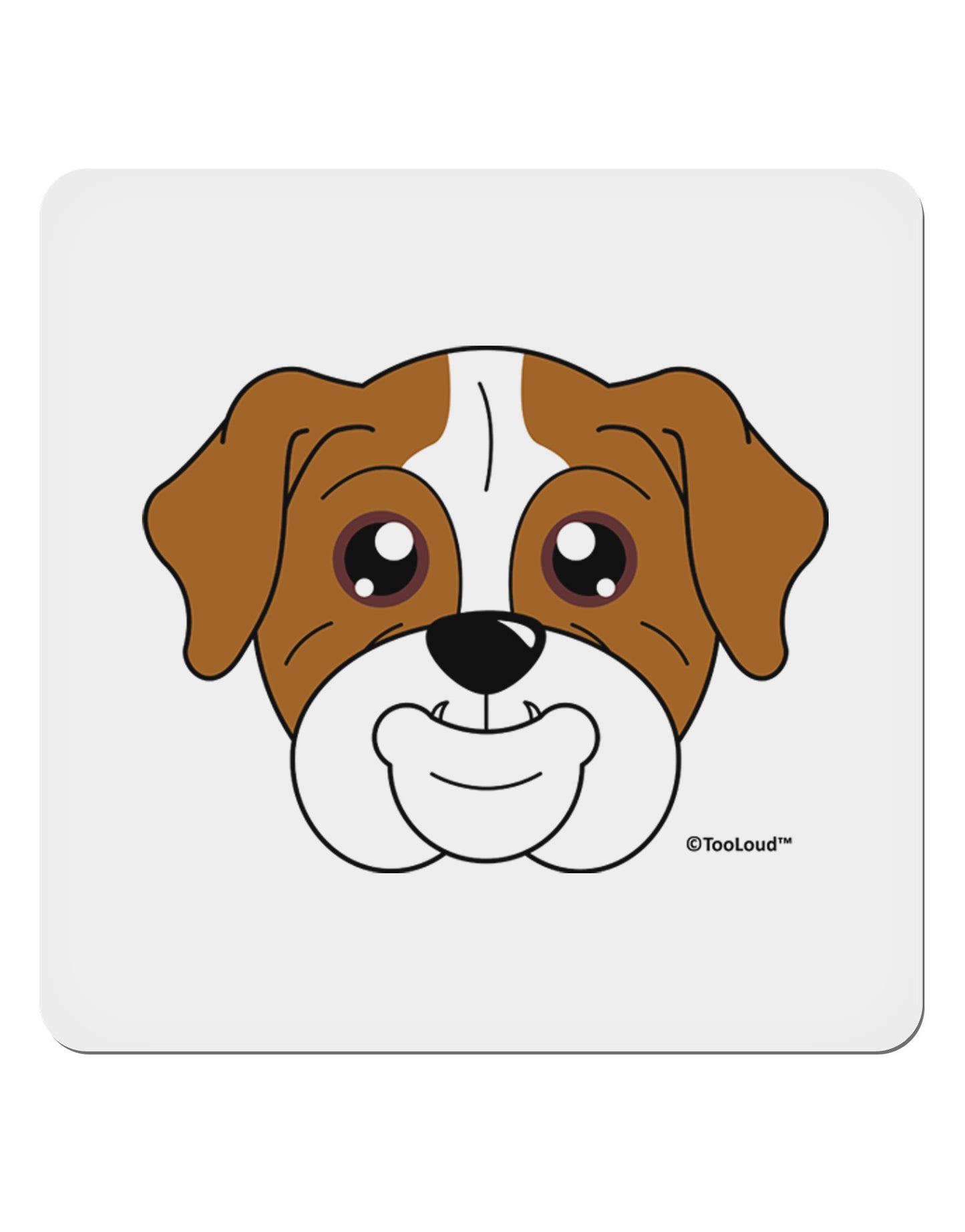 Cute Bulldog - Red 4x4" Square Sticker 4 Pieces-Stickers-TooLoud-White-Davson Sales