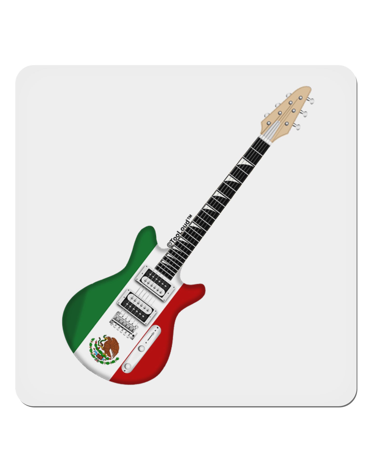 Mexican Flag Guitar Design 4x4" Square Sticker 4 Pieces-Stickers-TooLoud-White-Davson Sales