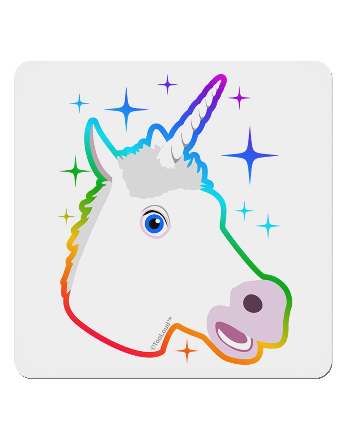 Magical Rainbow Sparkle Unicorn 4x4" Square Sticker 4 Pieces-Stickers-TooLoud-White-Davson Sales