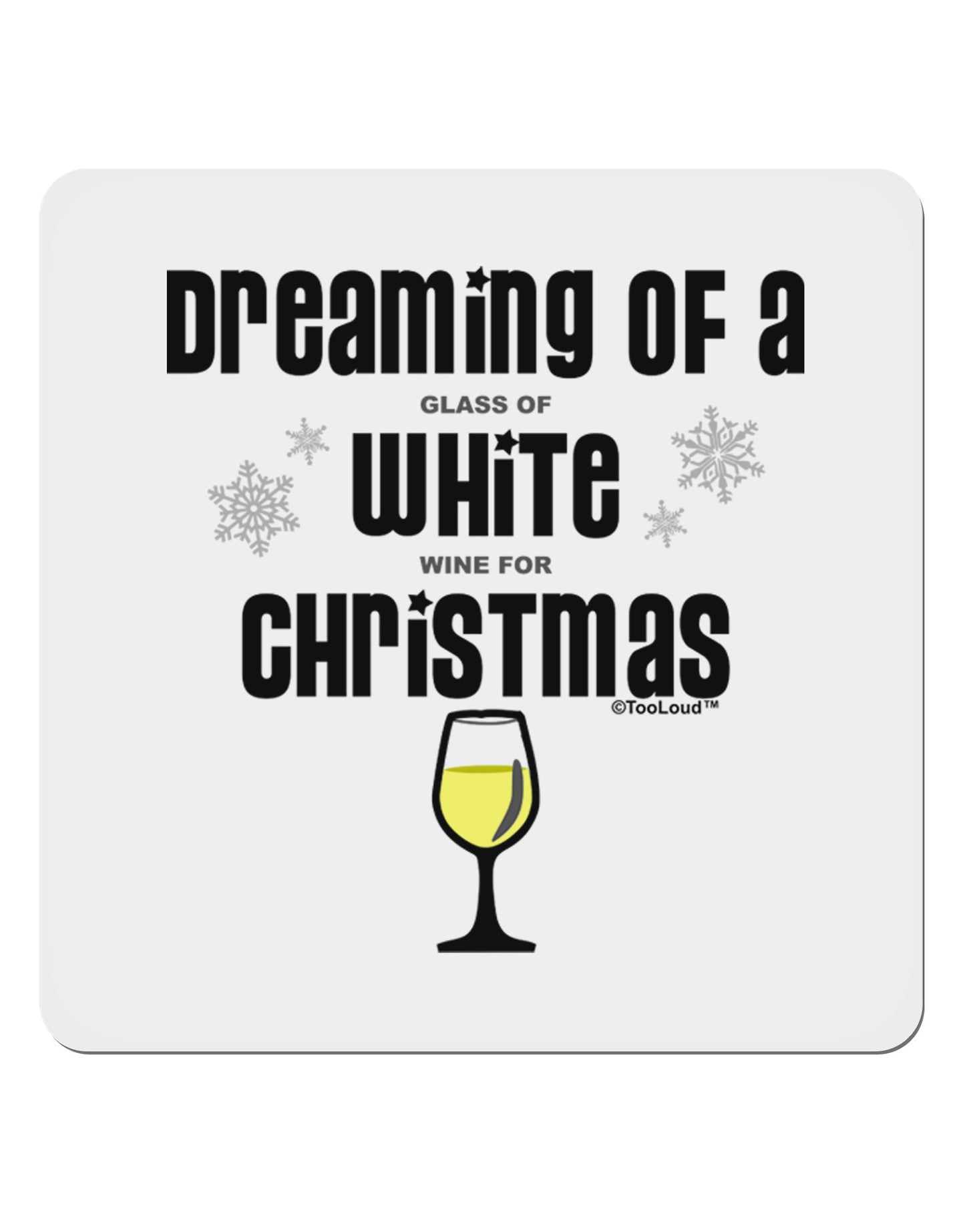 White Wine For Christmas 4x4" Square Sticker-Stickers-TooLoud-1-Davson Sales