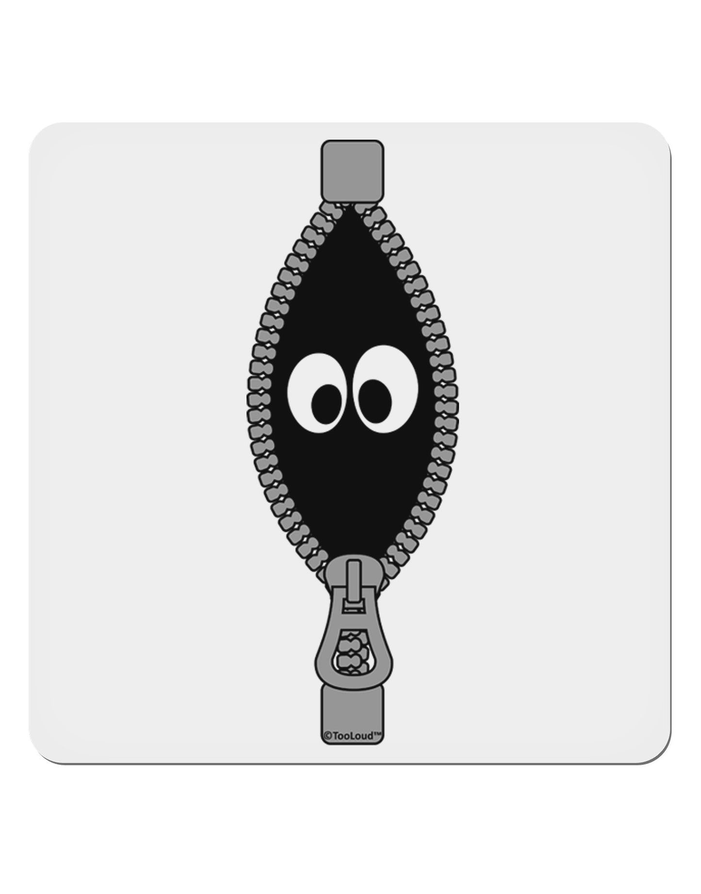 Funny Eyes Peeking Out of Zipper 4x4" Square Sticker 4 Pieces-Stickers-TooLoud-White-Davson Sales