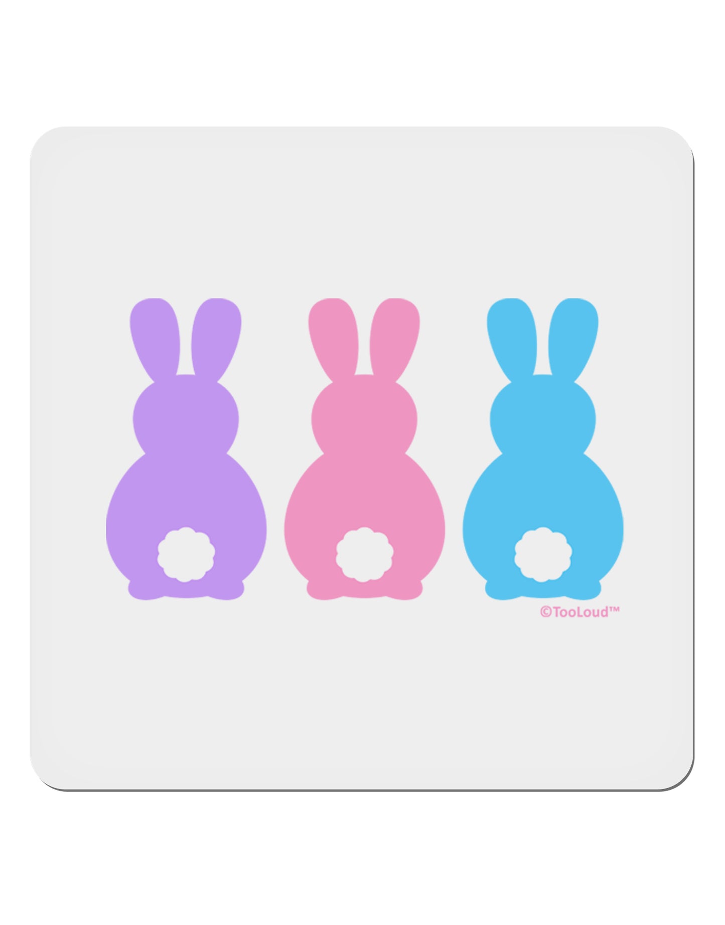 Three Easter Bunnies - Pastels 4x4" Square Sticker 4 Pieces-Stickers-TooLoud-White-Davson Sales