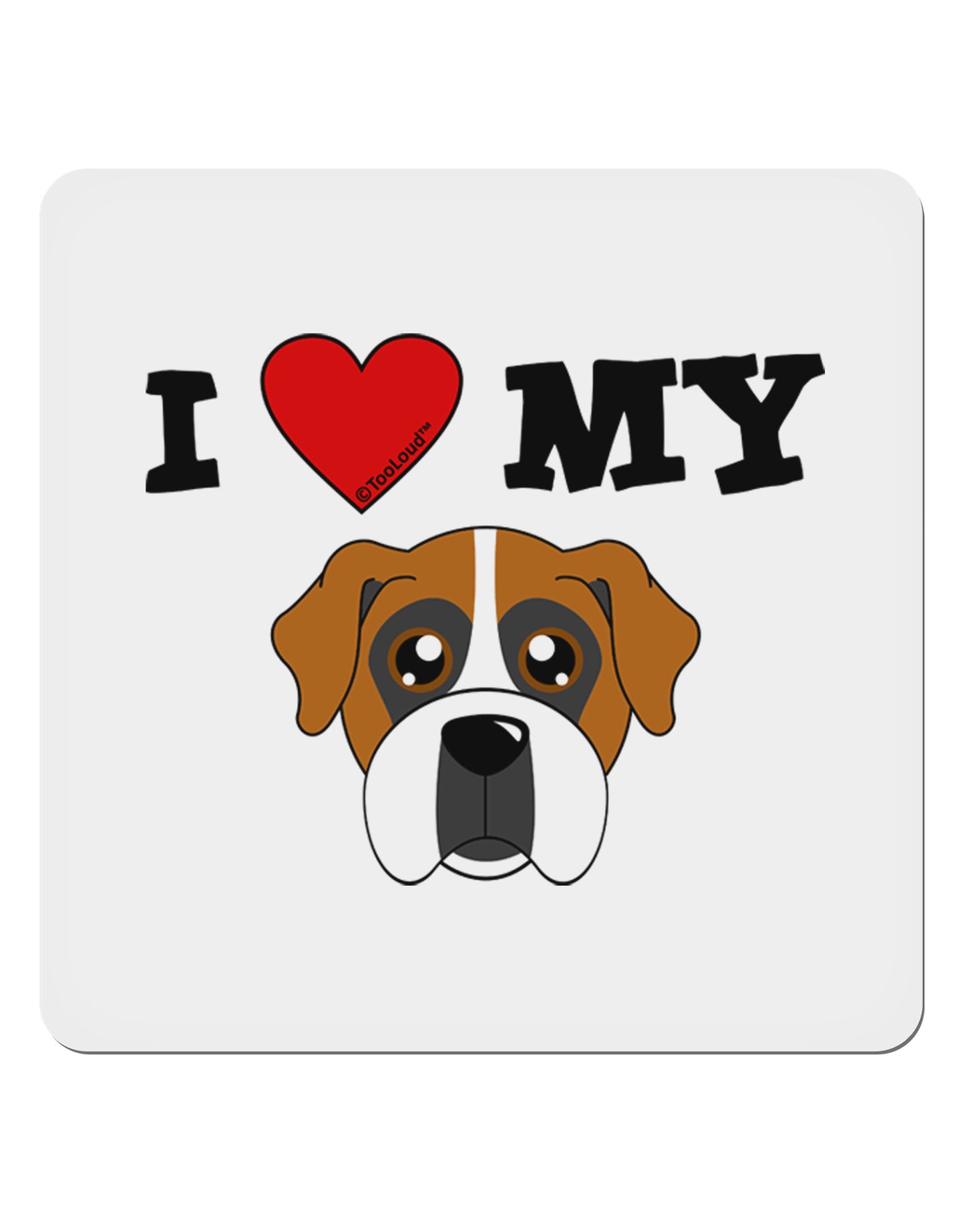 I Heart My - Cute Boxer Dog 4x4" Square Sticker 4 Pieces-Stickers-TooLoud-White-Davson Sales