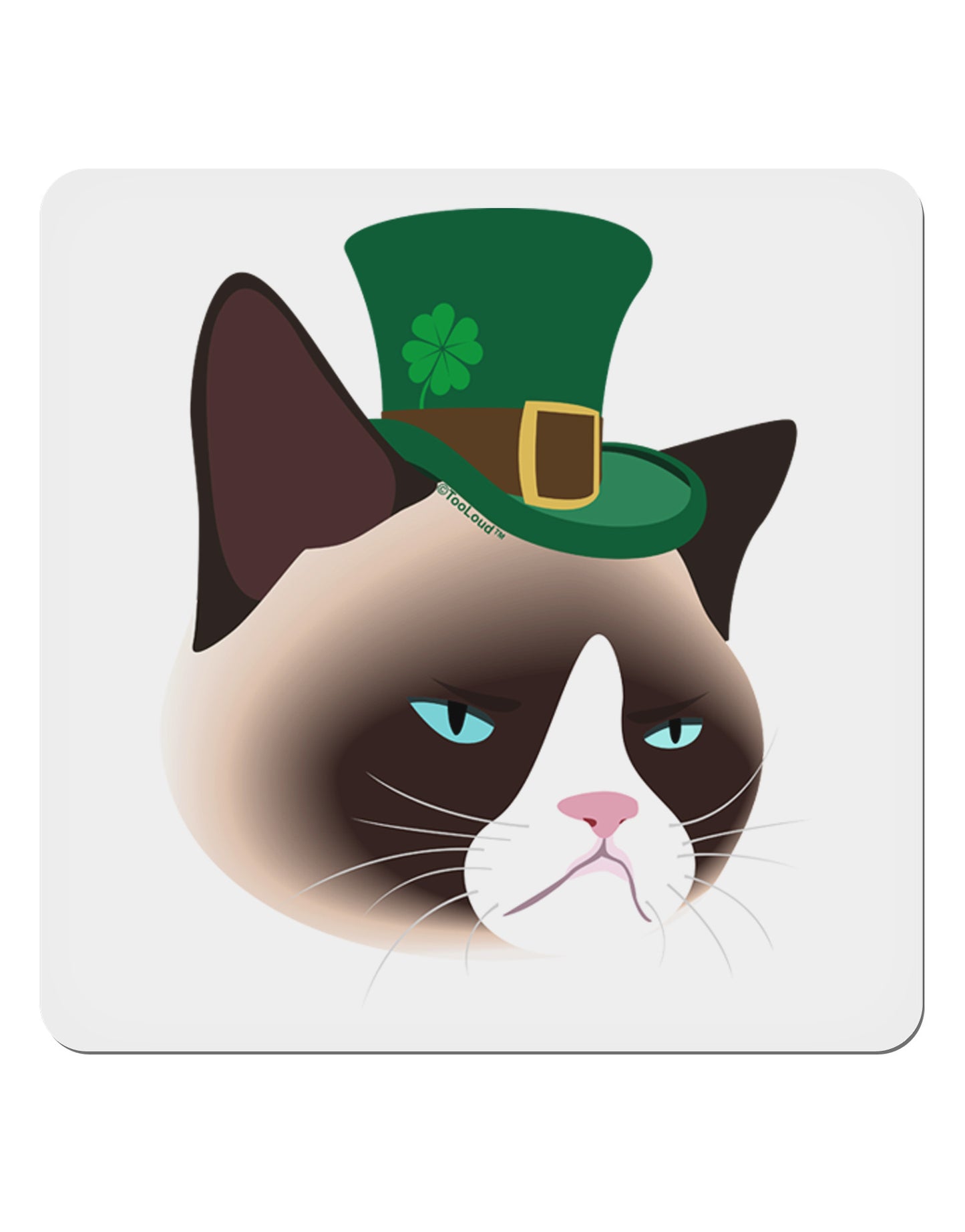 Leprechaun Disgruntled Cat 4x4" Square Sticker-Stickers-TooLoud-1-Davson Sales