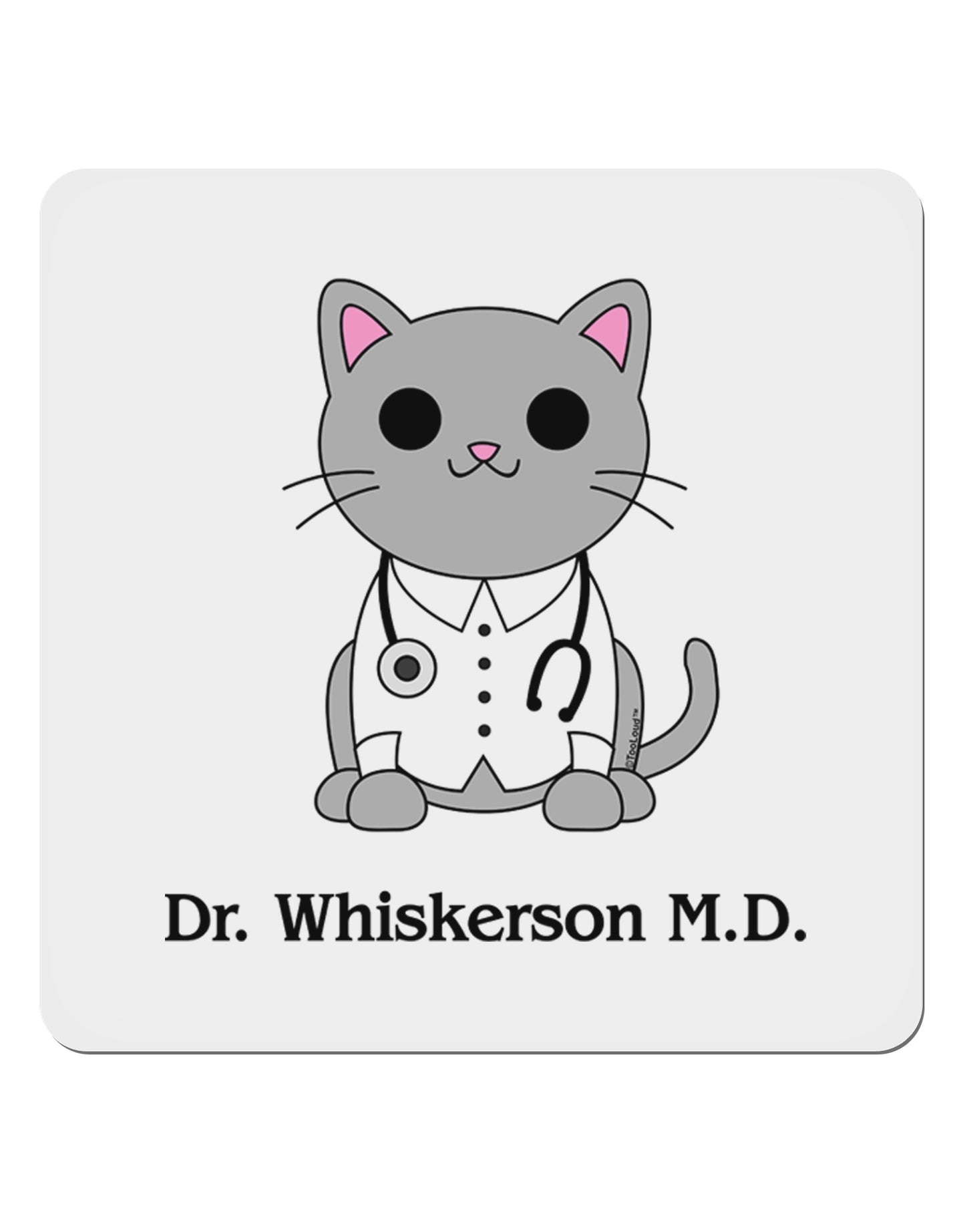 Dr Whiskerson MD - Cute Cat Design 4x4" Square Sticker 4 Pieces-Stickers-TooLoud-White-Davson Sales