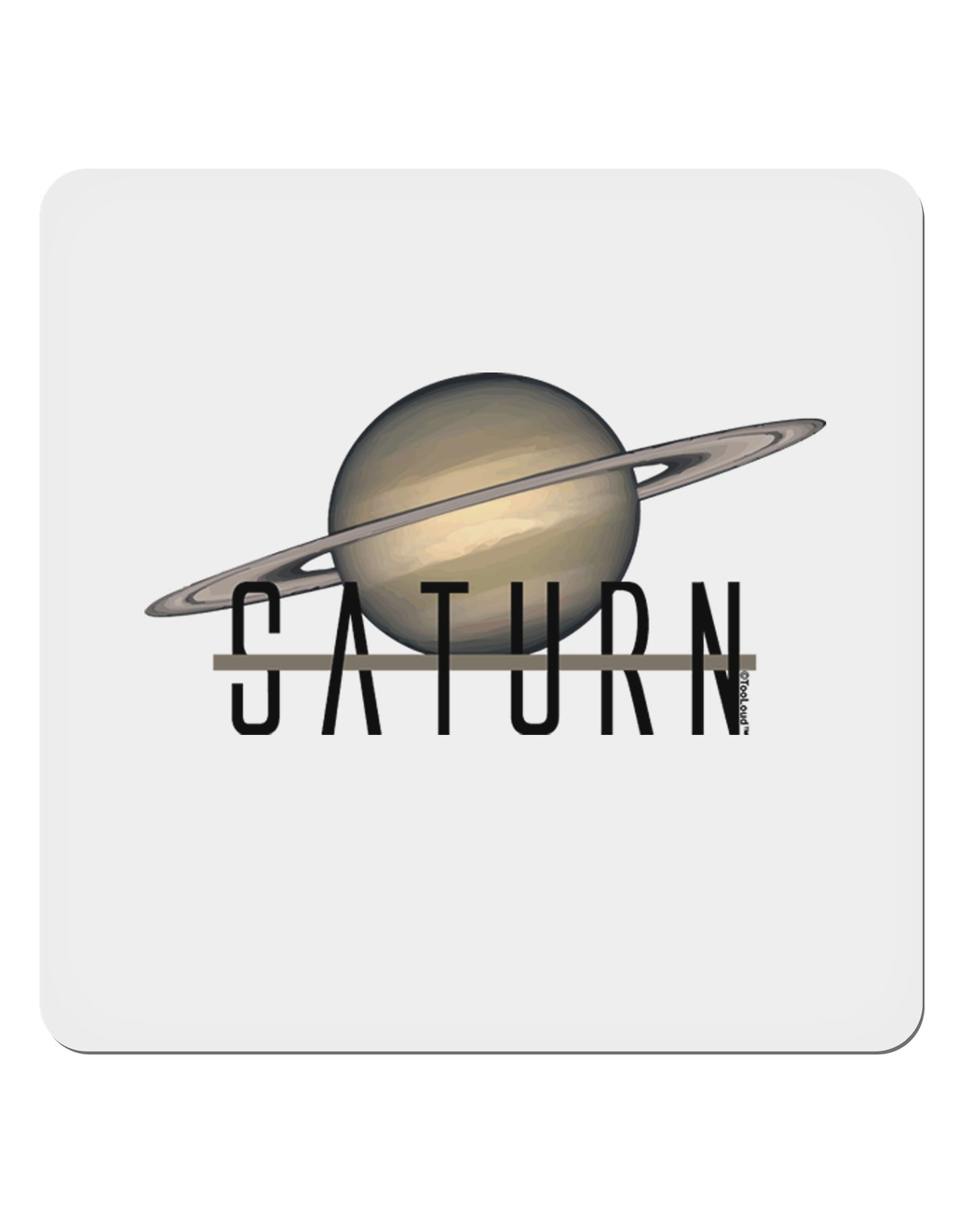 Planet Saturn Text 4x4" Square Sticker-Stickers-TooLoud-1-Davson Sales