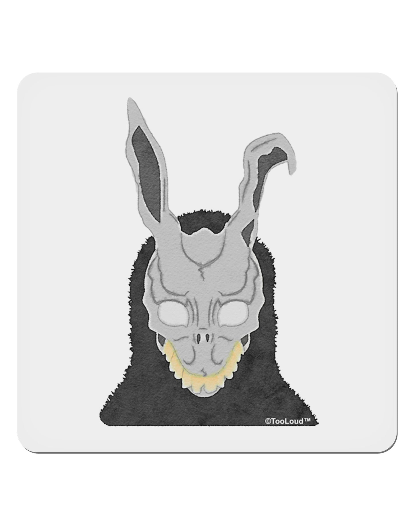 Scary Buny Face Watercolor 4x4" Square Sticker 4 Pieces-Stickers-TooLoud-White-Davson Sales