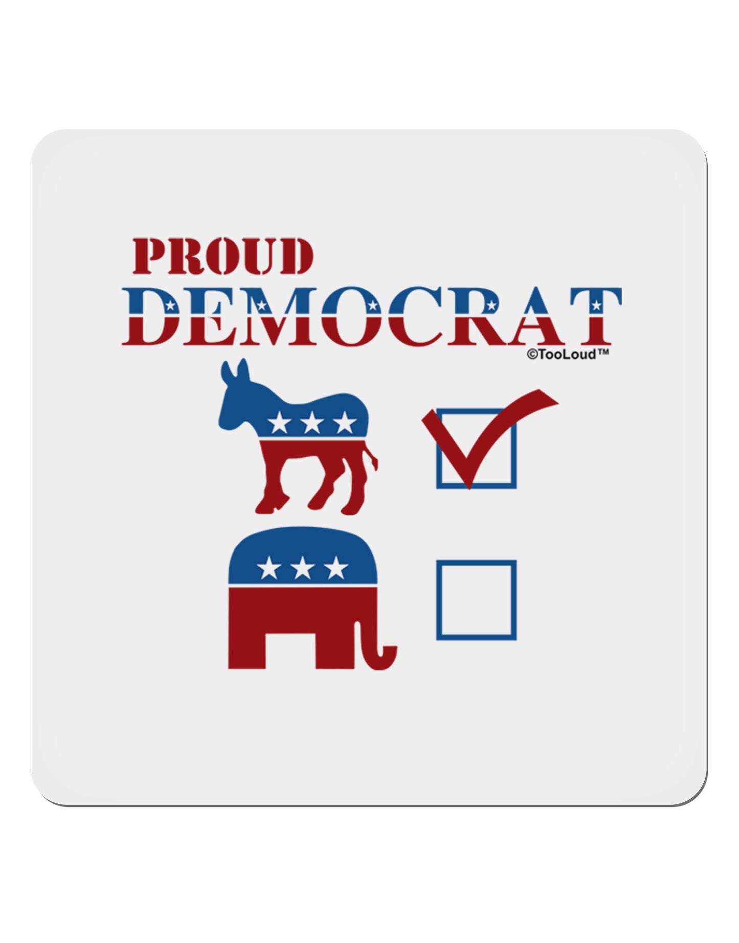 Proud Democrat Checkmark 4x4" Square Sticker-Stickers-TooLoud-1-Davson Sales
