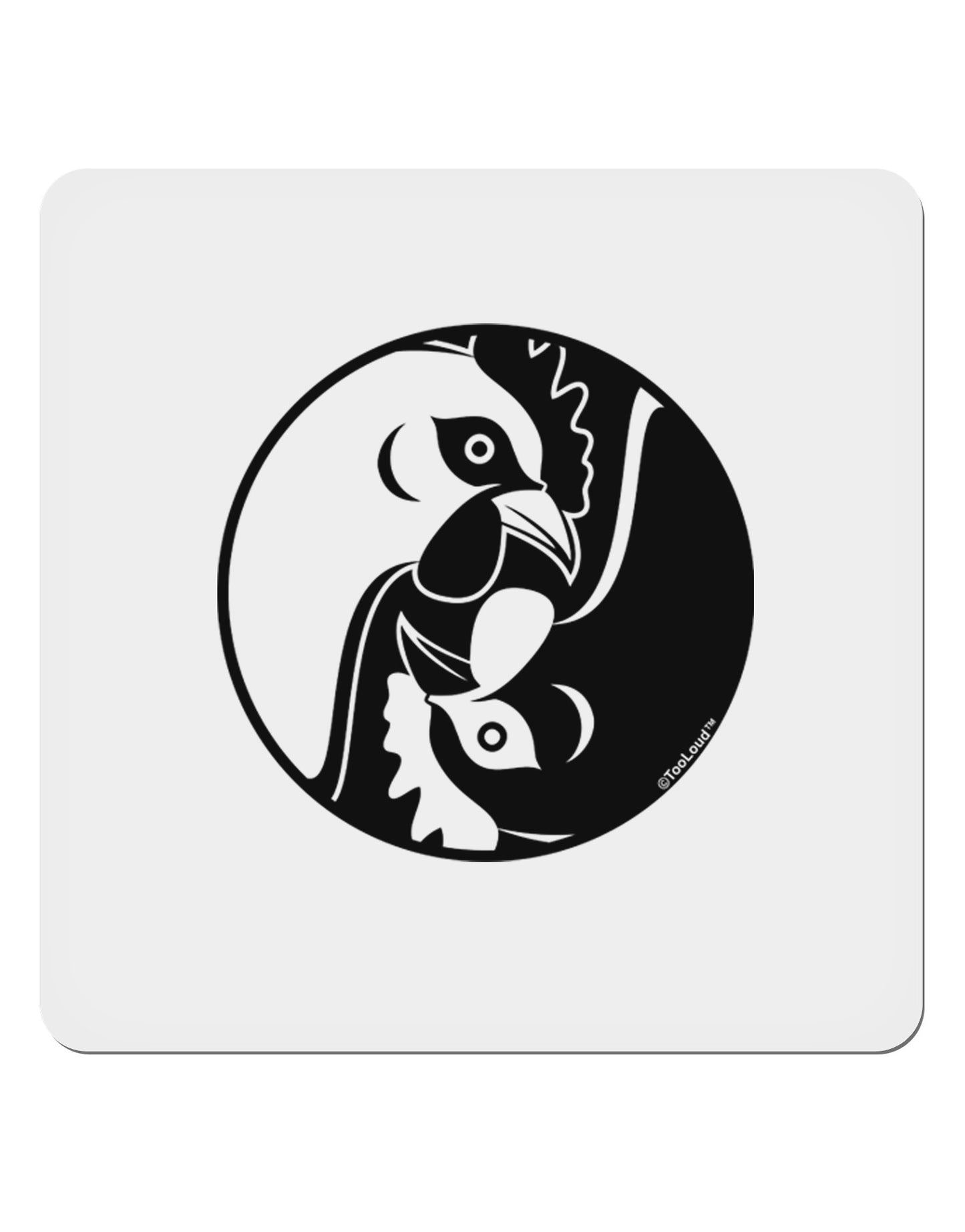 Yin Yang Chicken 4x4" Square Sticker-Stickers-TooLoud-1-Davson Sales