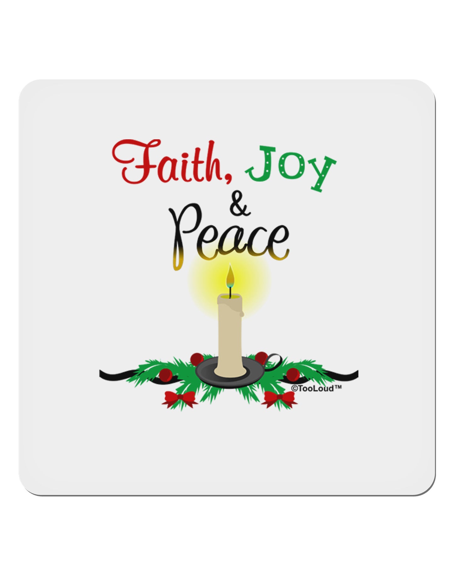 Christmas Candle with Text 4x4" Square Sticker-Stickers-TooLoud-1-Davson Sales