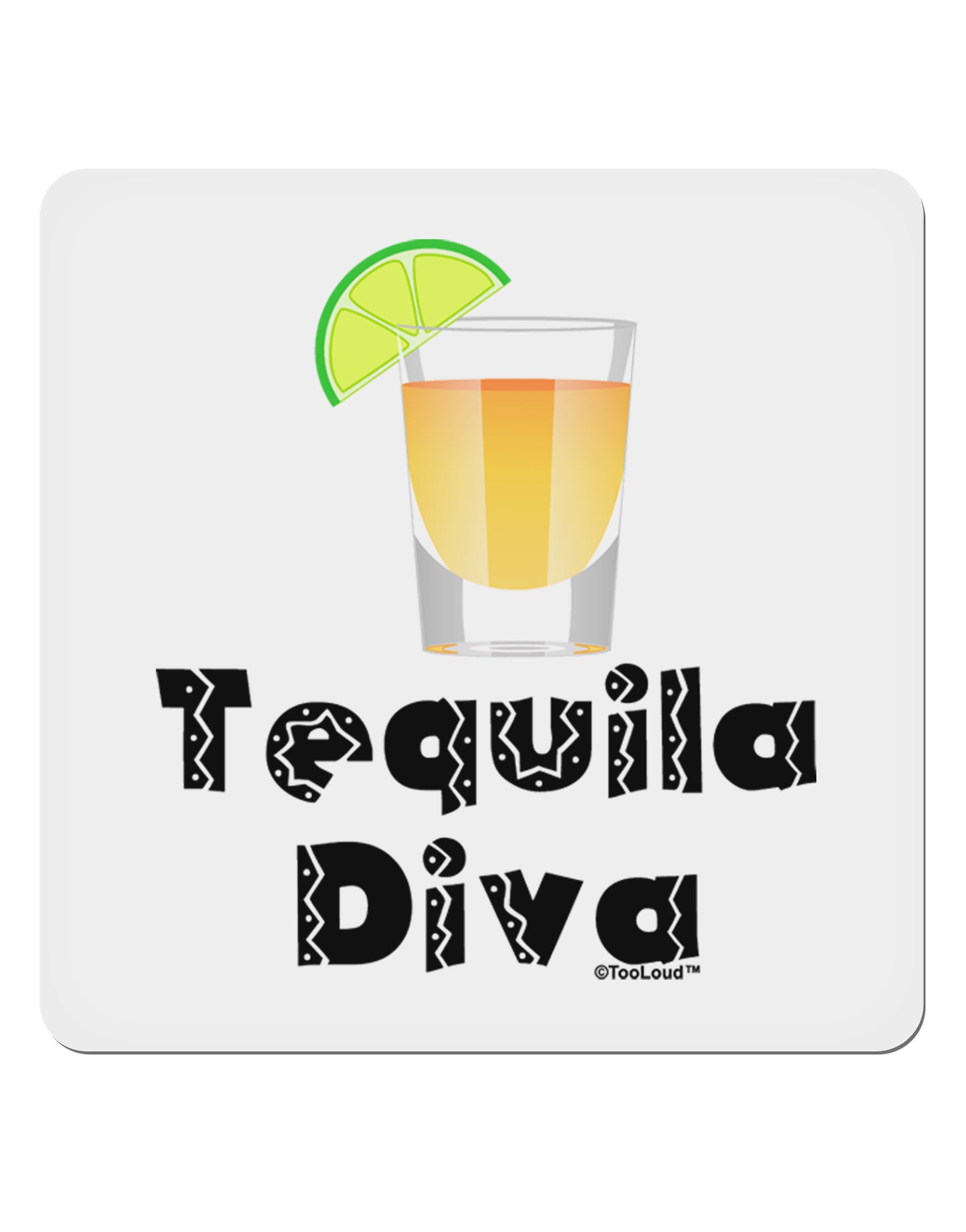 Tequila Diva - Cinco de Mayo Design 4x4" Square Sticker 4 Pieces-Stickers-TooLoud-White-Davson Sales