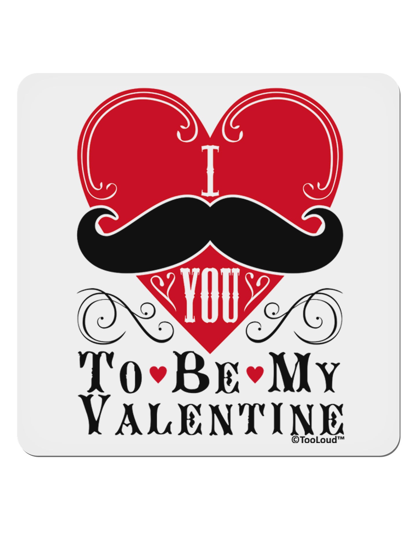 I Mustache You To Be My Valentine 4x4" Square Sticker 4 Pieces-Stickers-TooLoud-White-Davson Sales