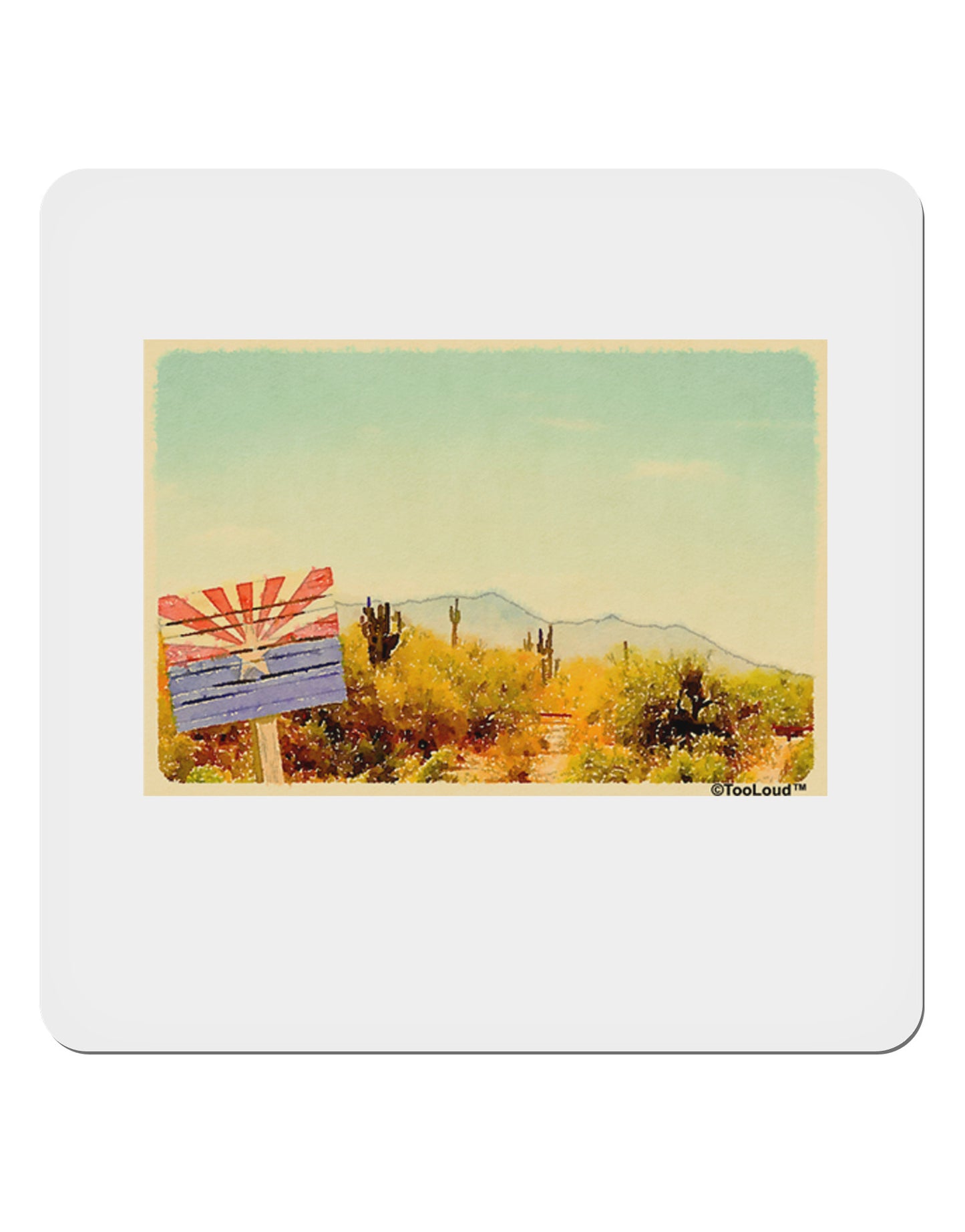 Arizona Scene Watercolor 4x4" Square Sticker 4 Pieces-Stickers-TooLoud-White-Davson Sales