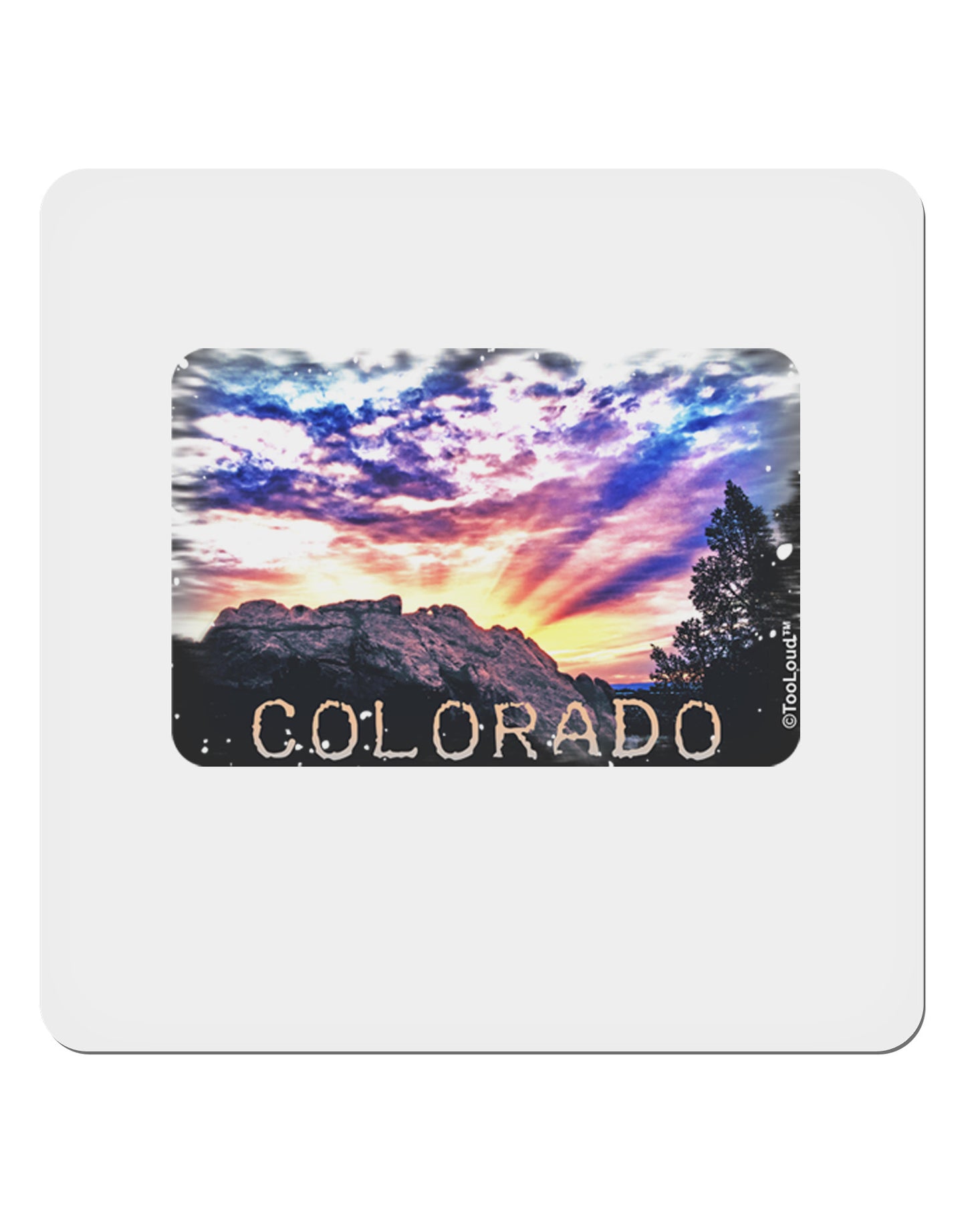 Colorado Rainbow Sunset Text 4x4" Square Sticker-Stickers-TooLoud-1-Davson Sales