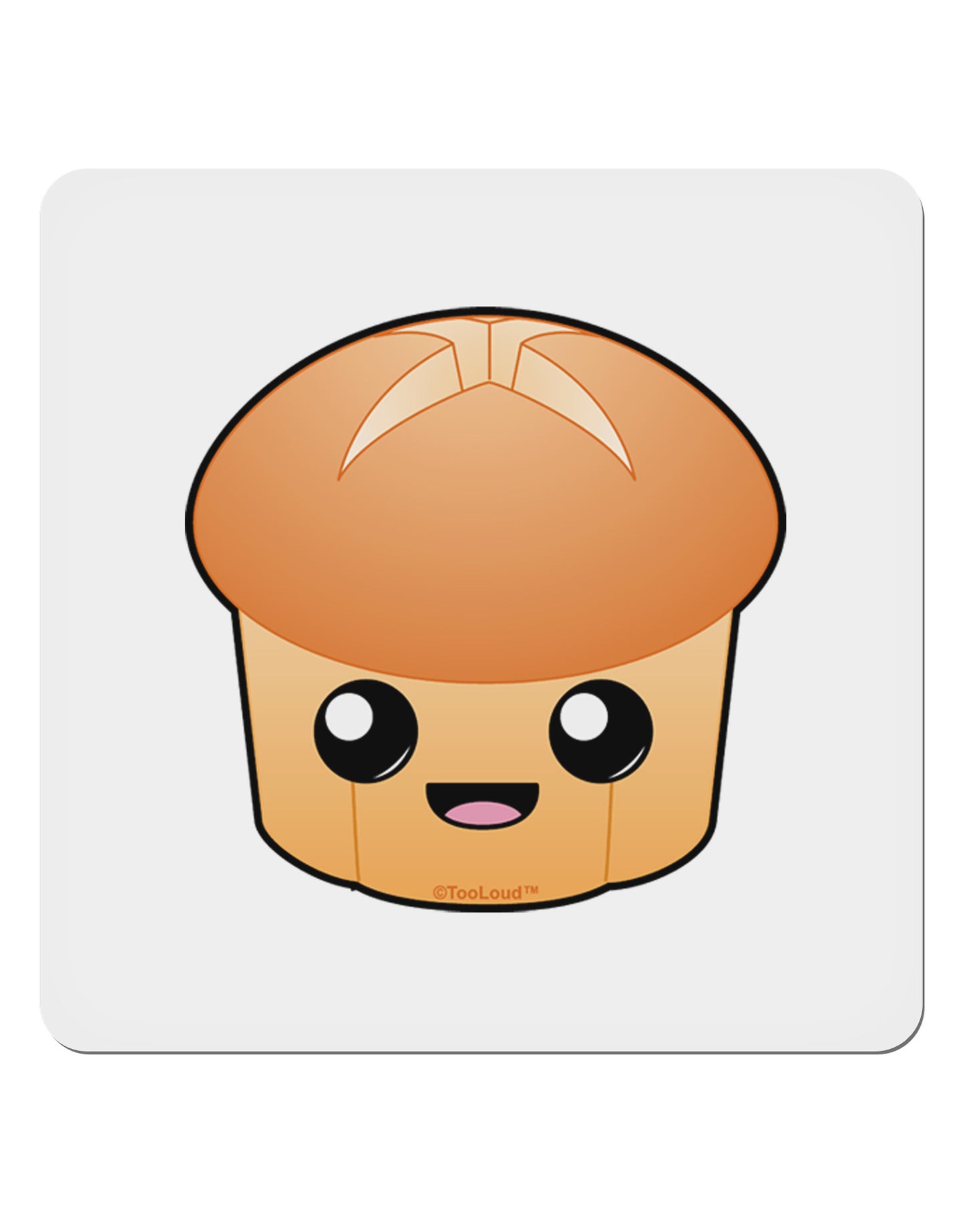 Cute Dinner Roll 4x4" Square Sticker 4 Pieces-Stickers-TooLoud-White-Davson Sales