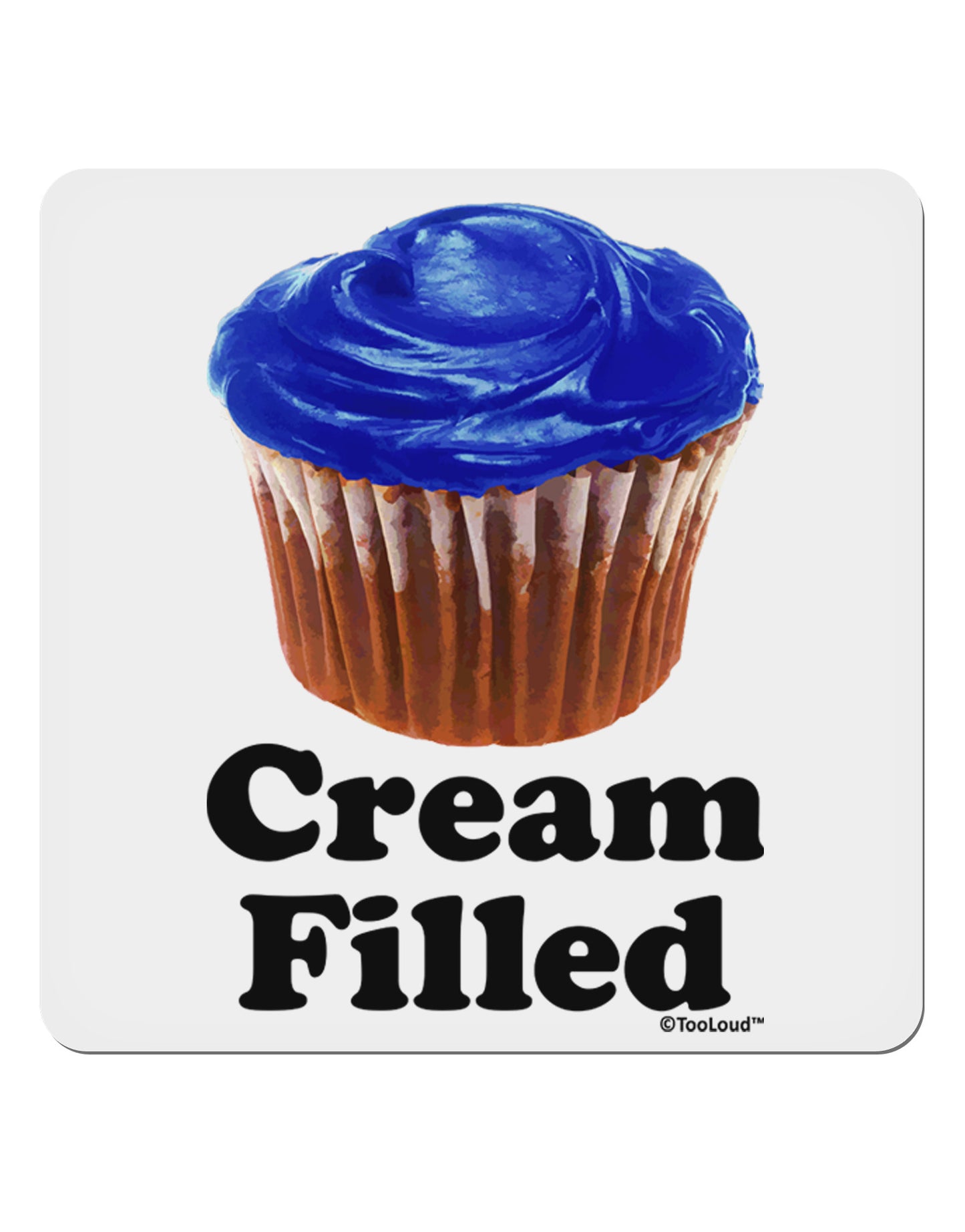Cream Filled Blue Cupcake Design 4x4" Square Sticker 4 Pieces-Stickers-TooLoud-White-Davson Sales