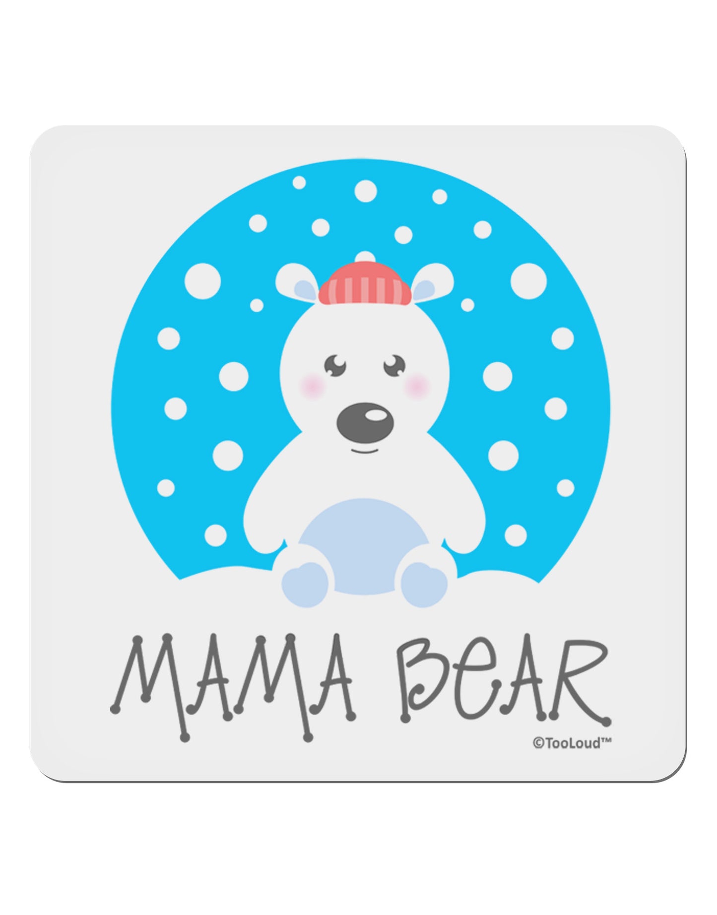 Matching Polar Bear Family - Mama Bear 4x4" Square Sticker 4 Pieces-Stickers-TooLoud-White-Davson Sales