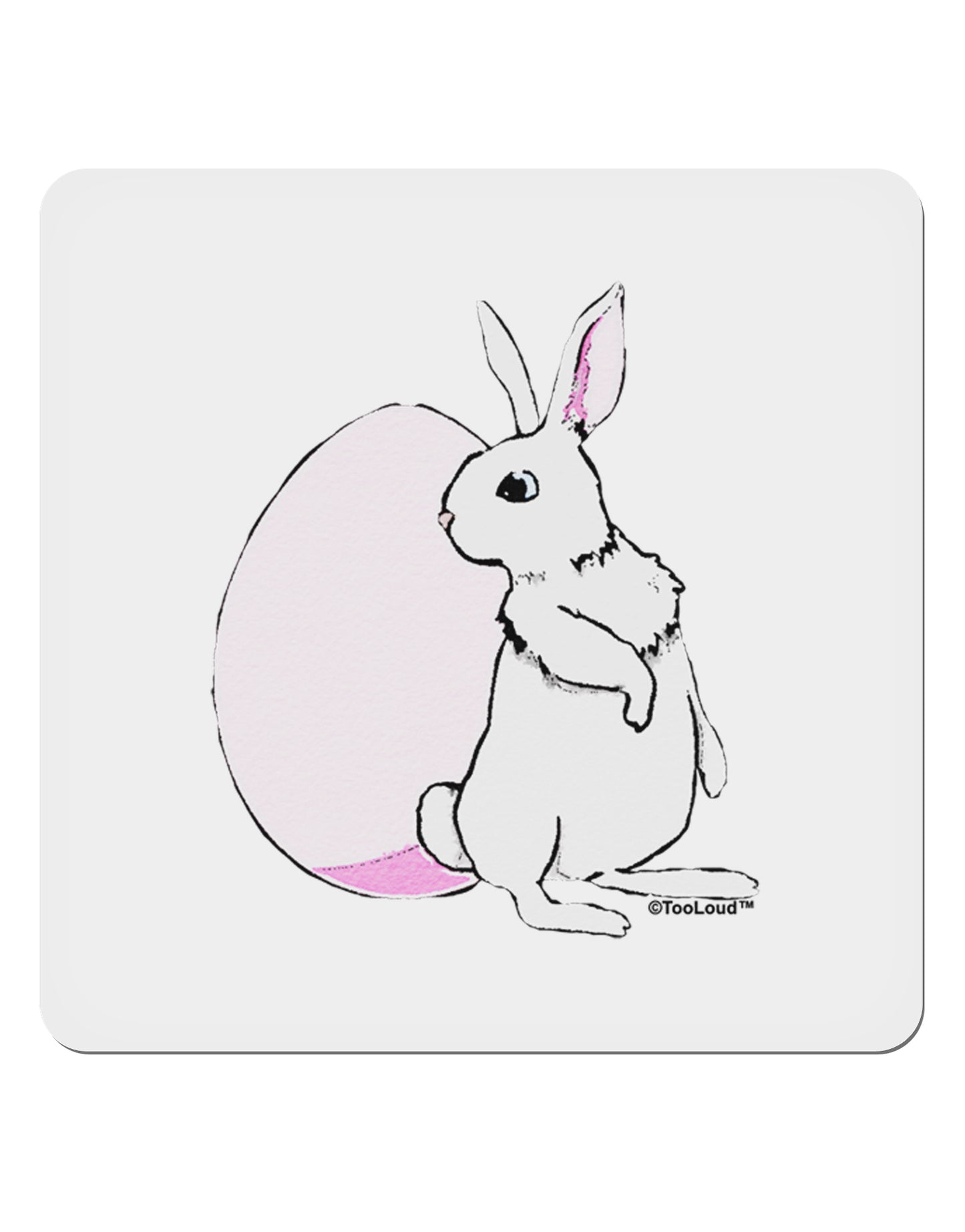Easter Bunny and Egg Design 4x4" Square Sticker 4 Pieces-Stickers-TooLoud-White-Davson Sales
